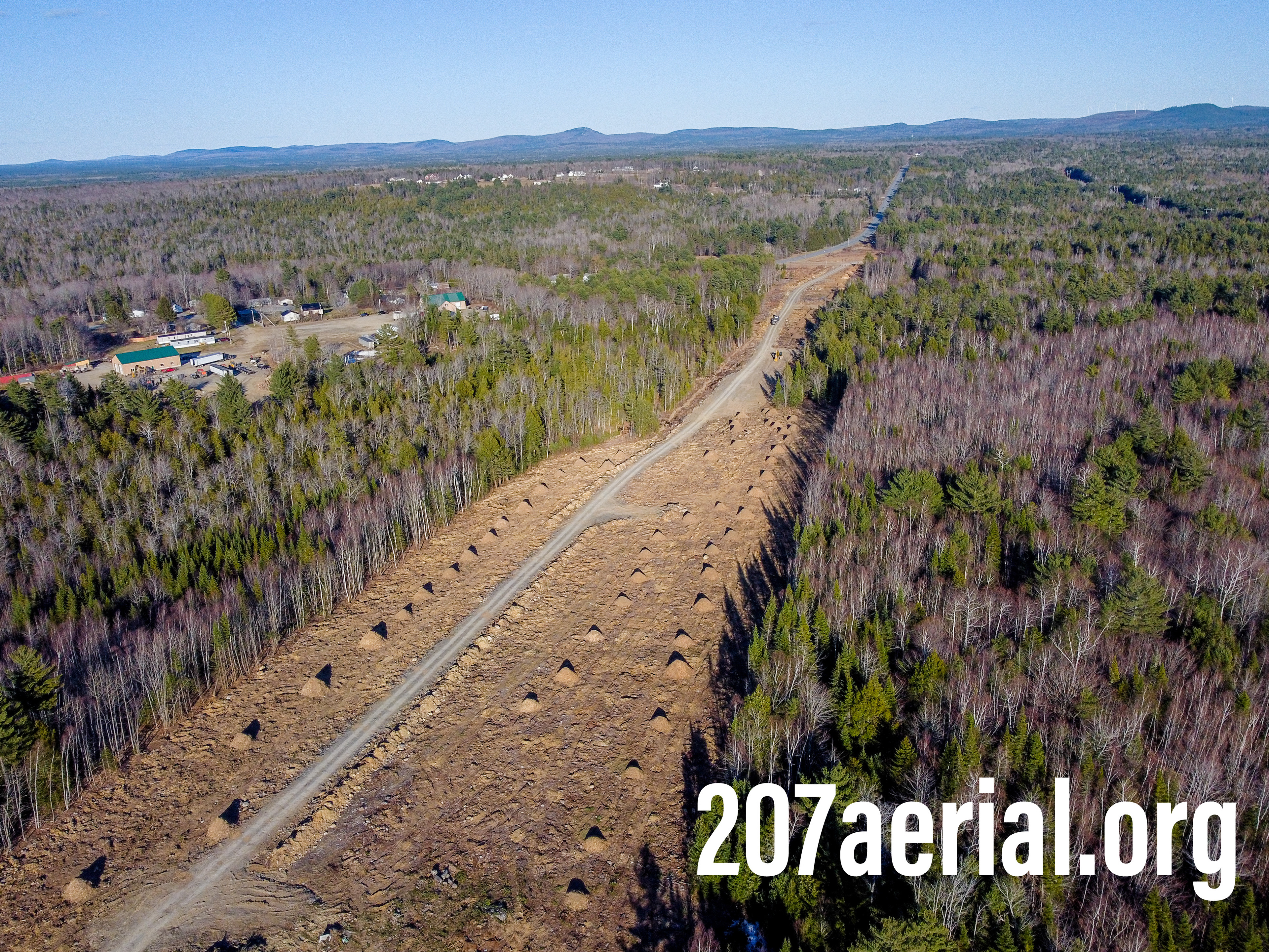 More trees have been removed to make room for the highway project. Eddington, Maine. (April 2023)
