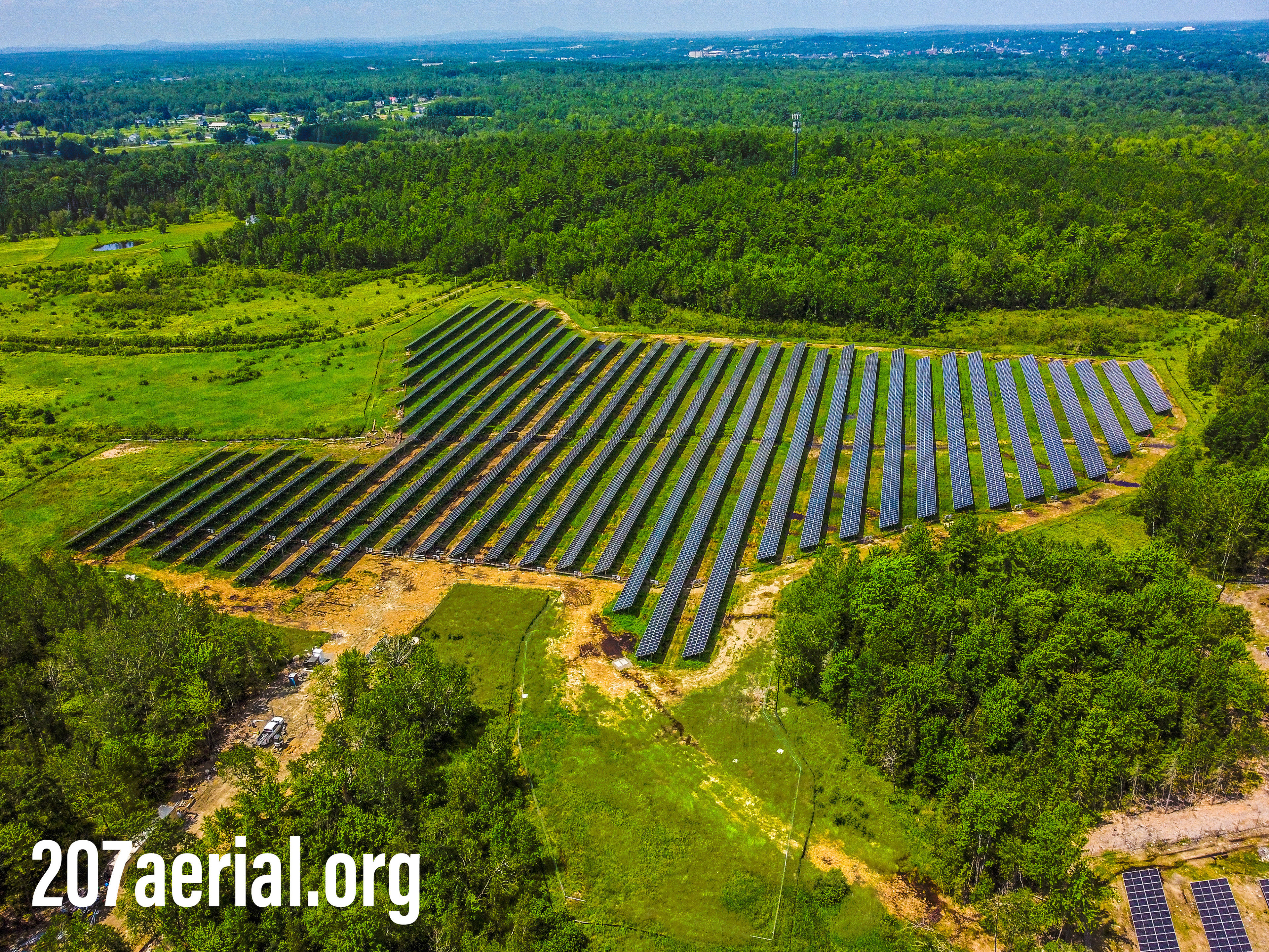 Solar farm in Brewer, Maine near Day road. July 2023.