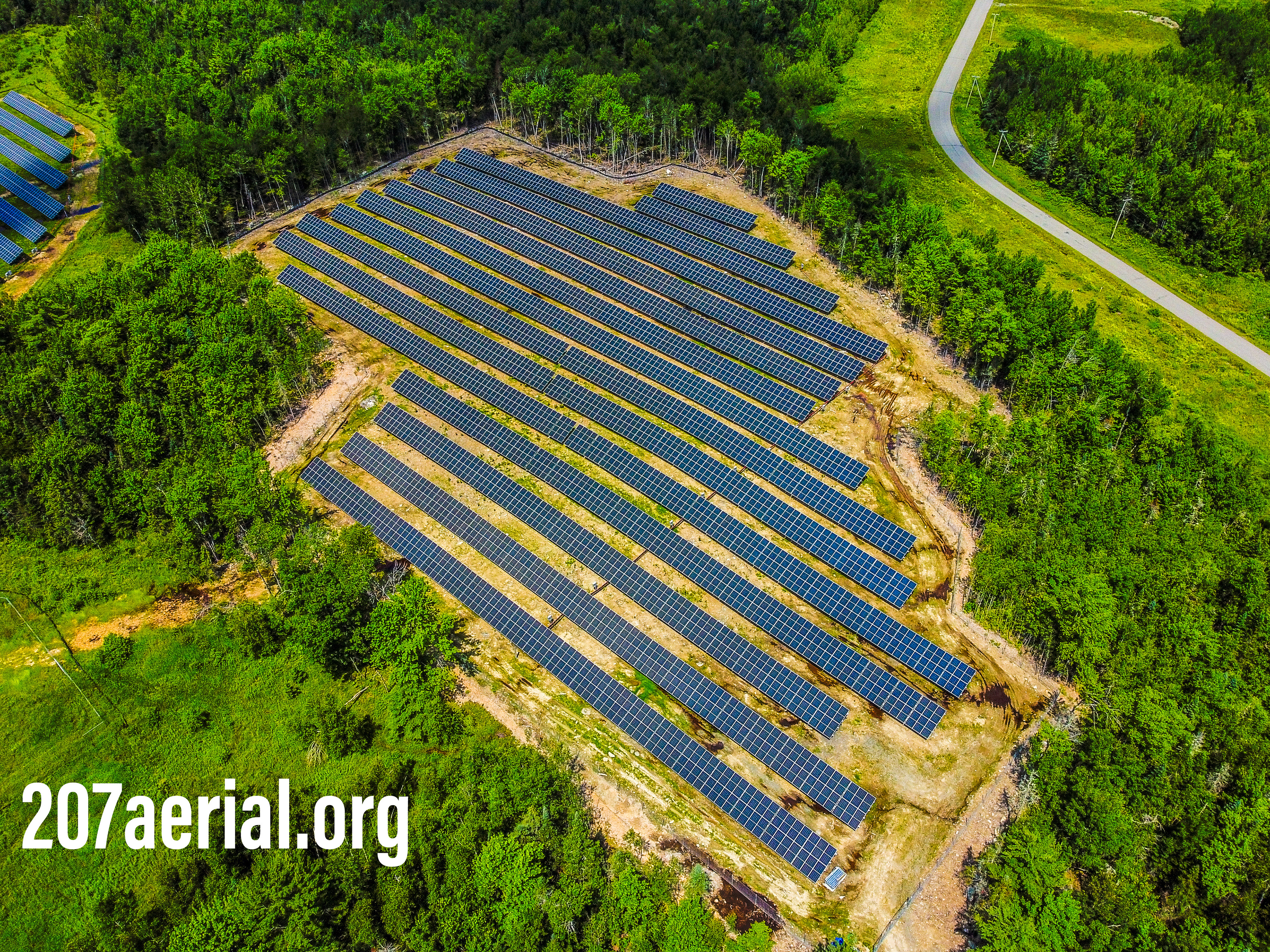 Solar farm in Brewer, Maine near Day road. July 2023.