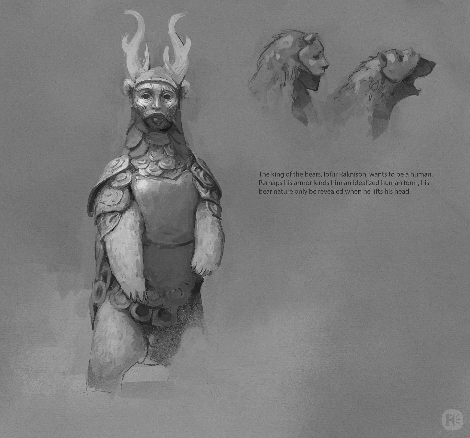 A design for Iofur - the bear king who longs for a human soul.