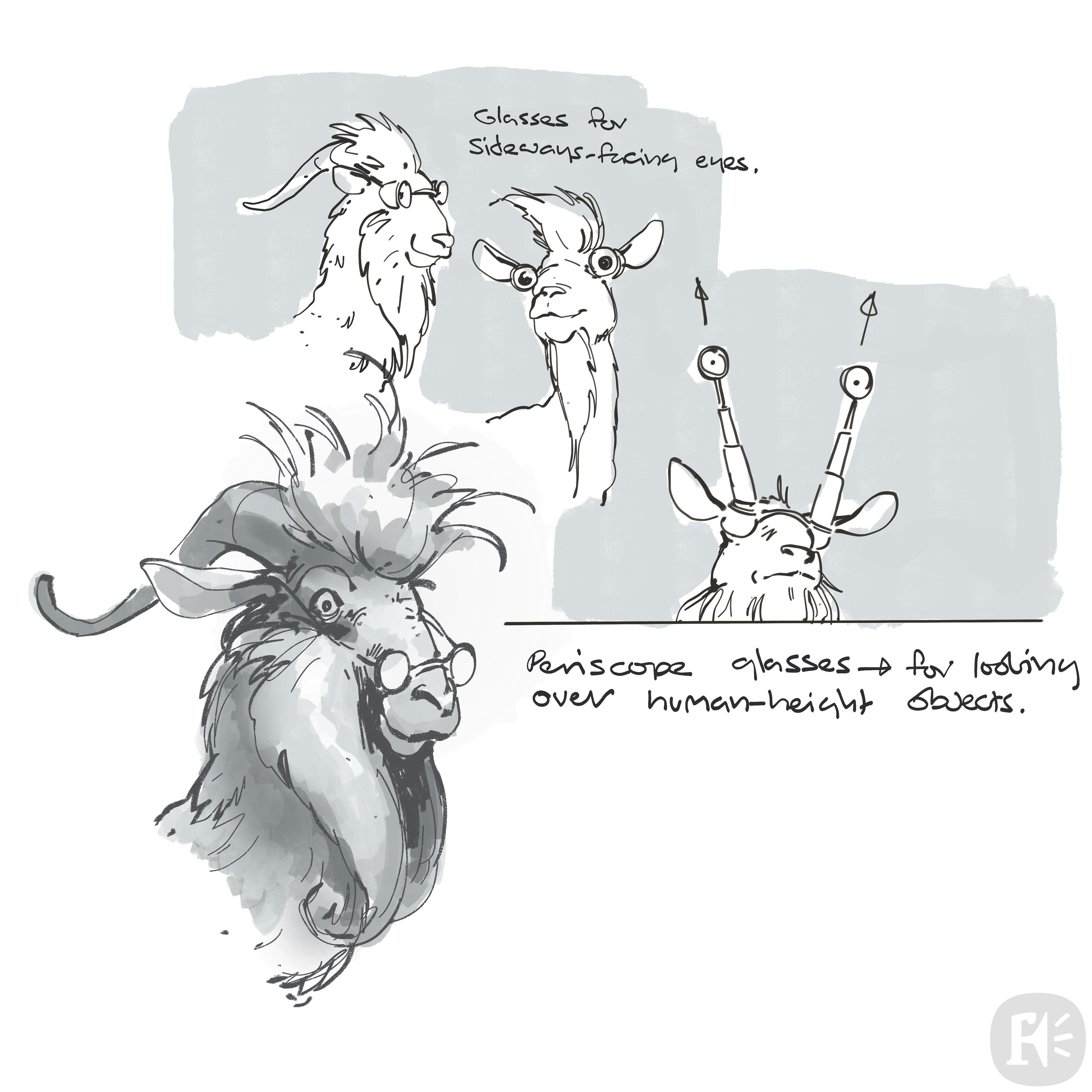 Sketches for Dr Dillamond's glasses 