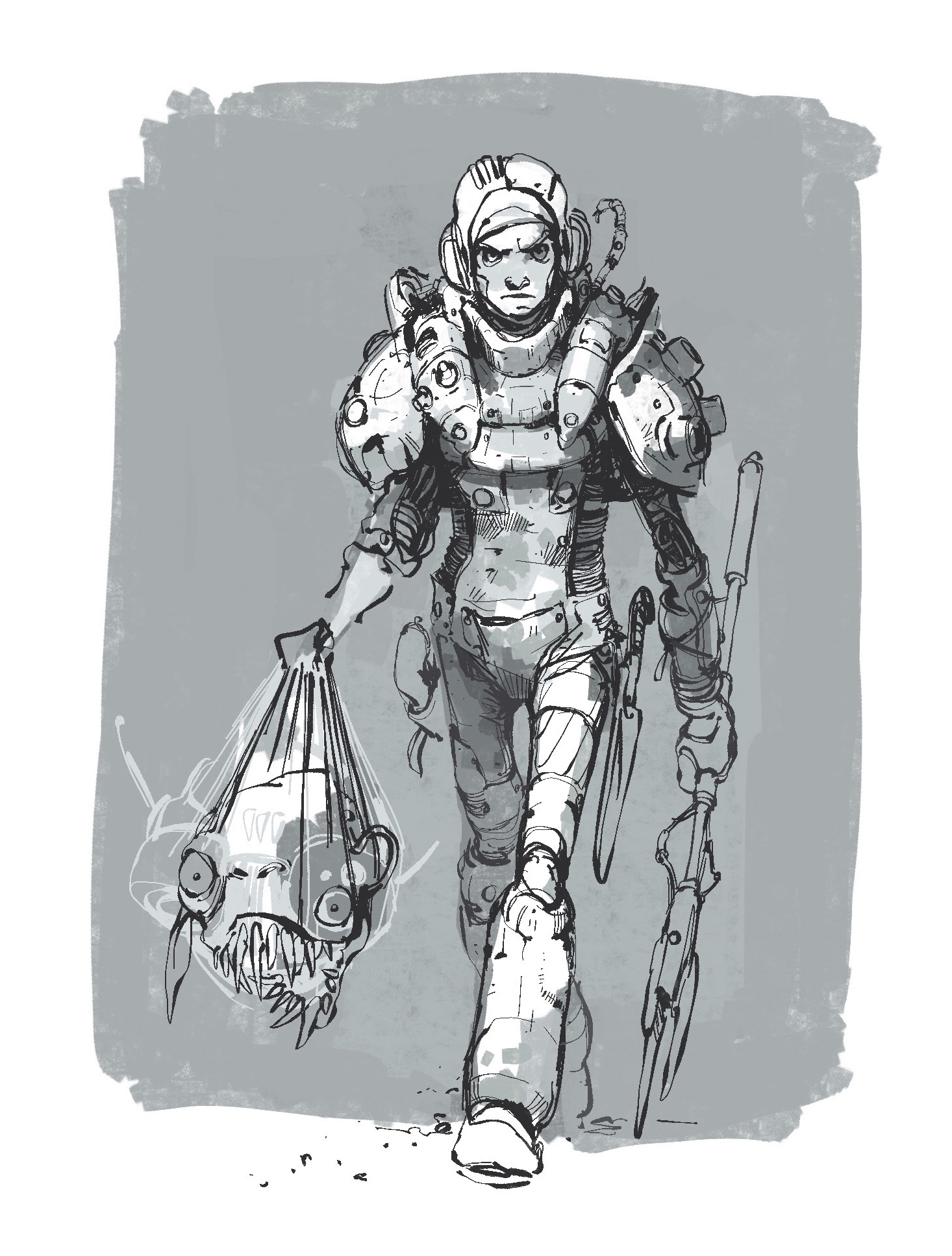 Sketch for a space suit.