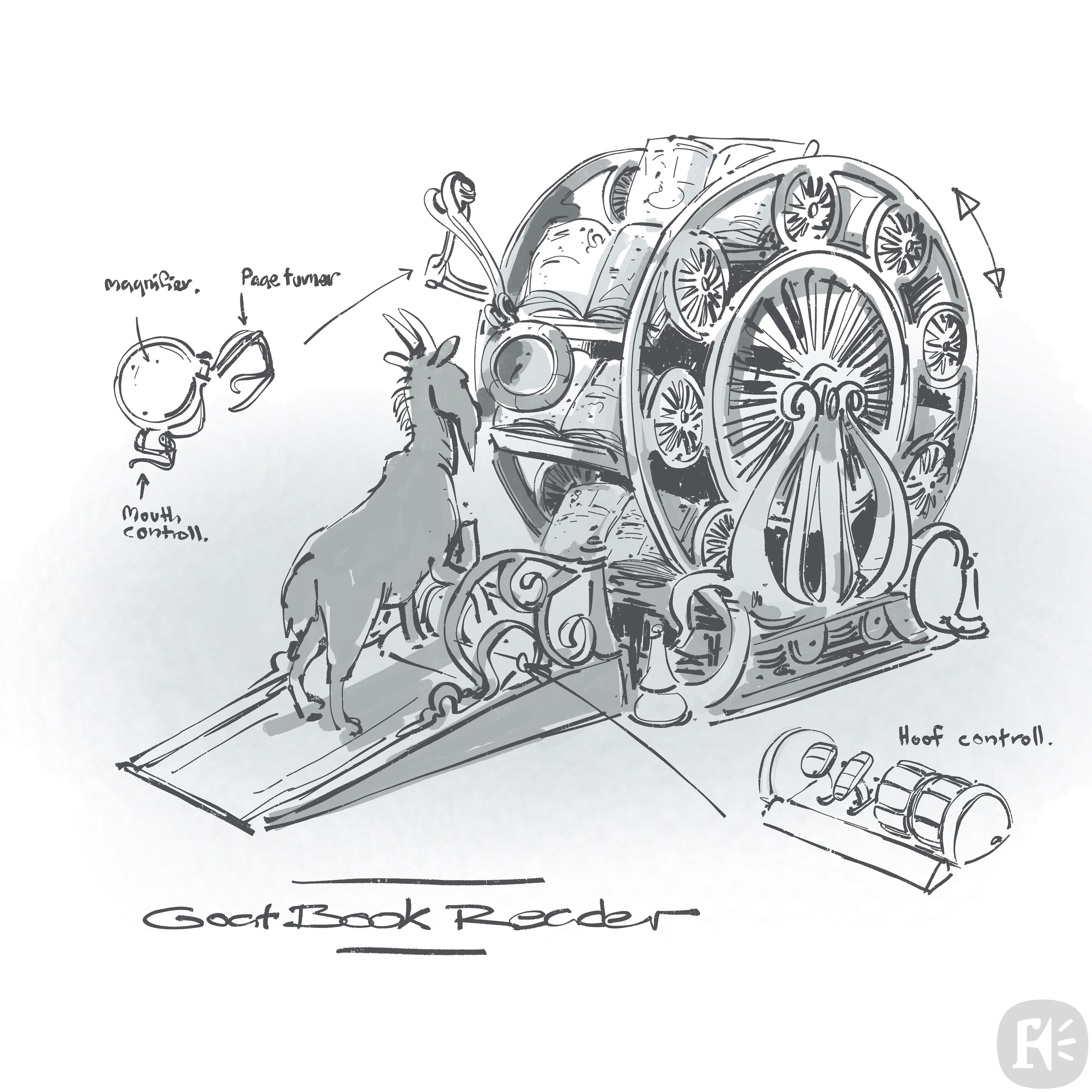 Sketch for Dr Dillamond's reading machine