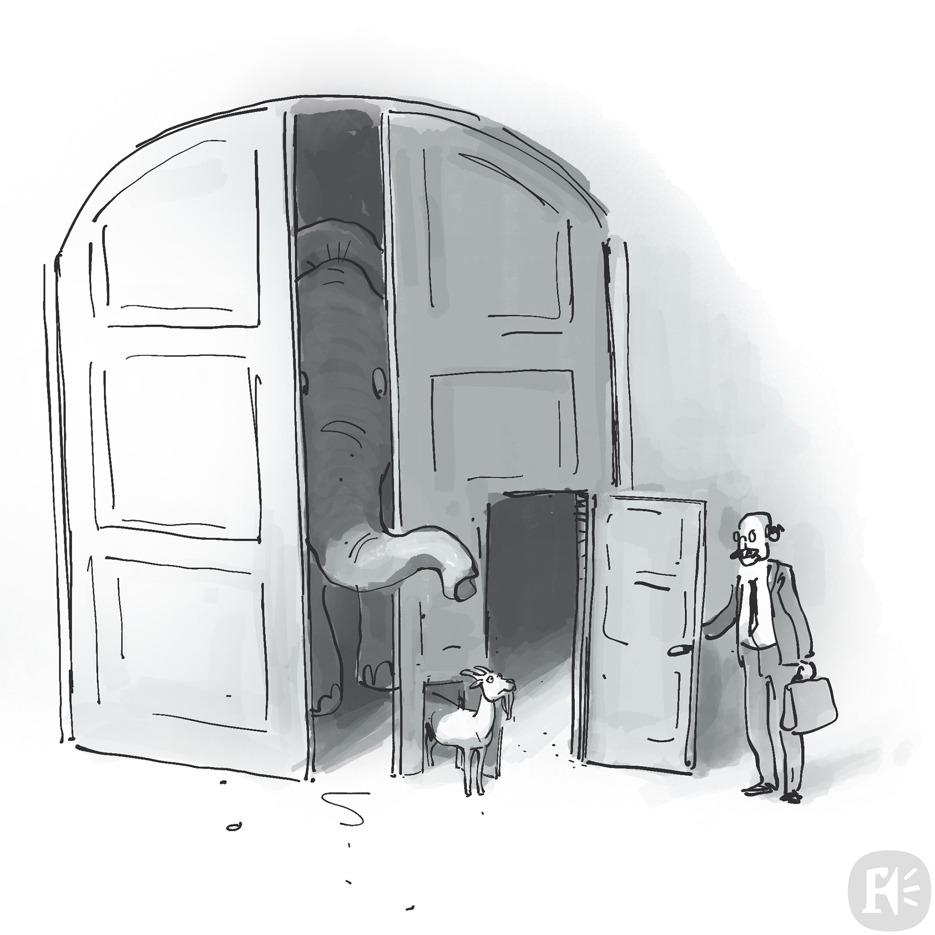 Sketch for a door that works for all creatures great and small
