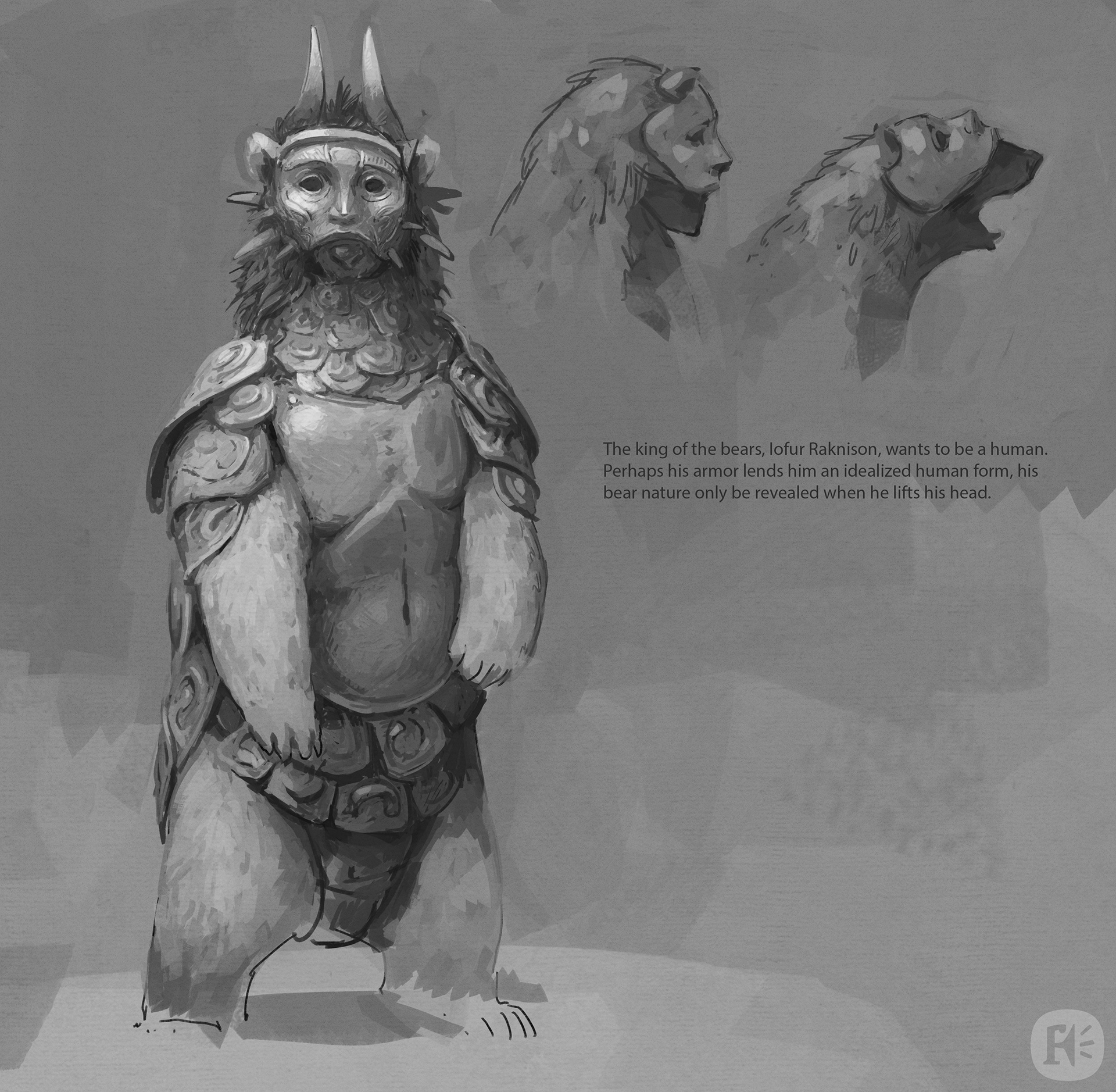 A design for Iofur - the bear king who longs for a human soul.