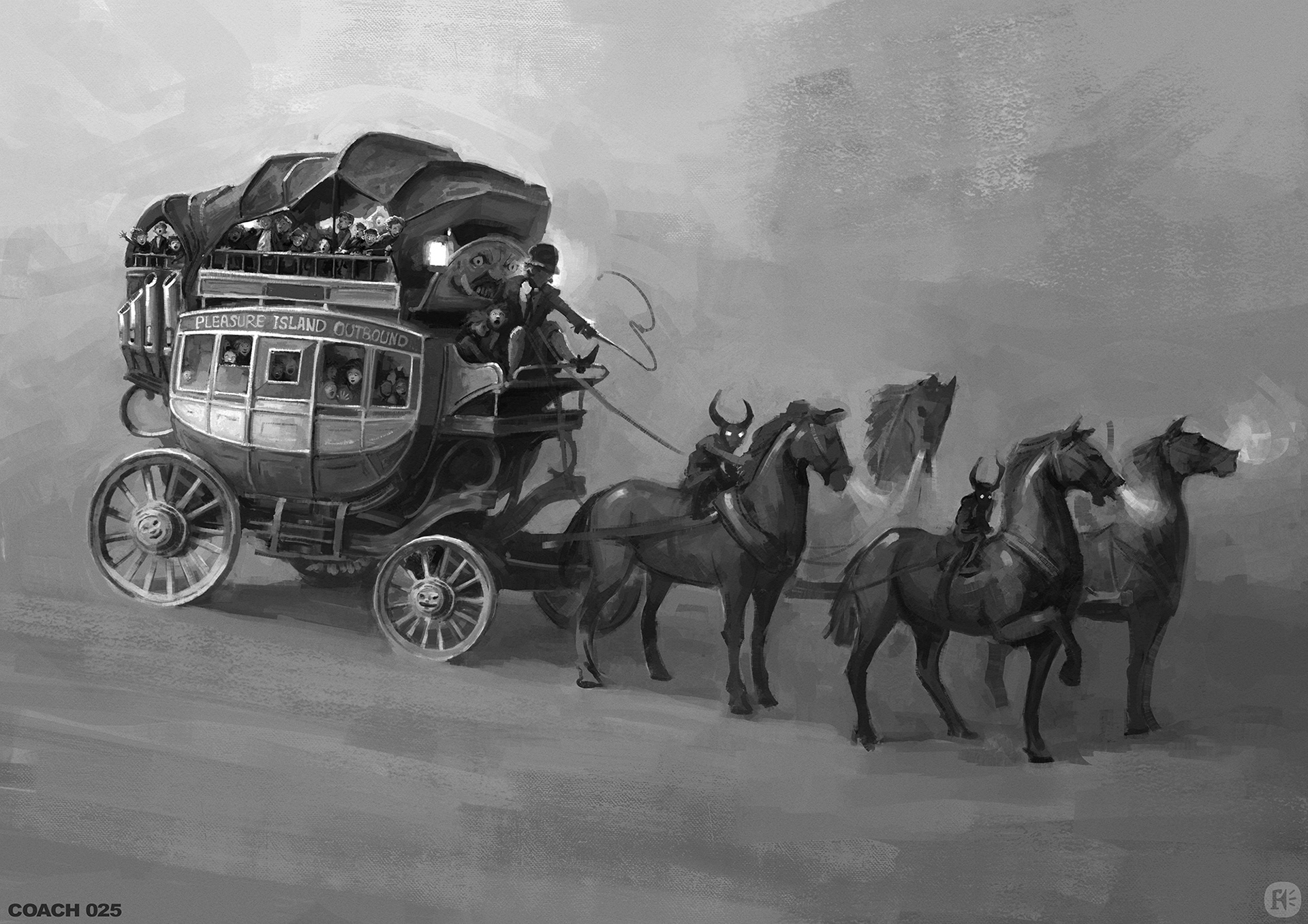 Design for the Pleasure Island coach.