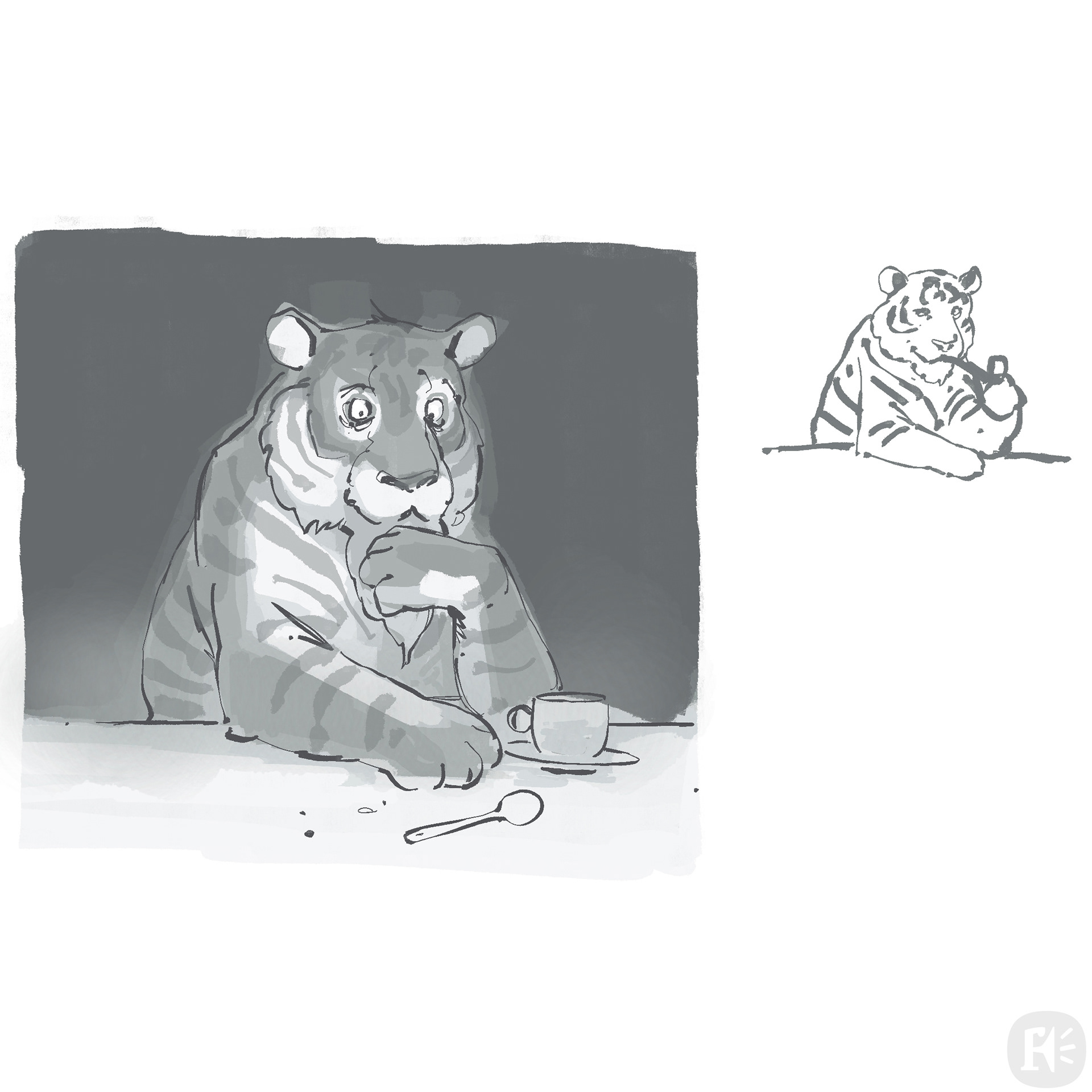 Sketch for a tiger professor