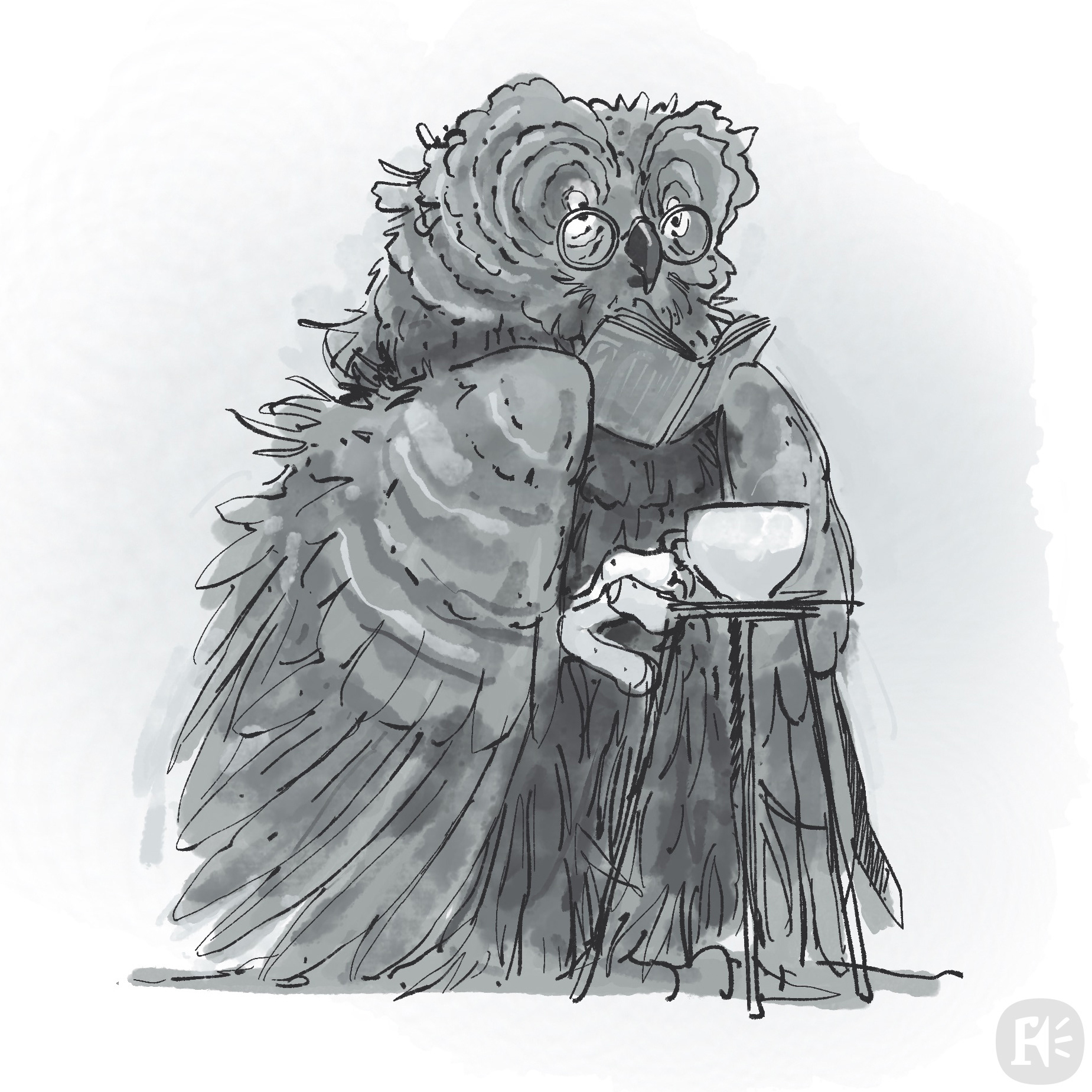 Sketch for an owl professor