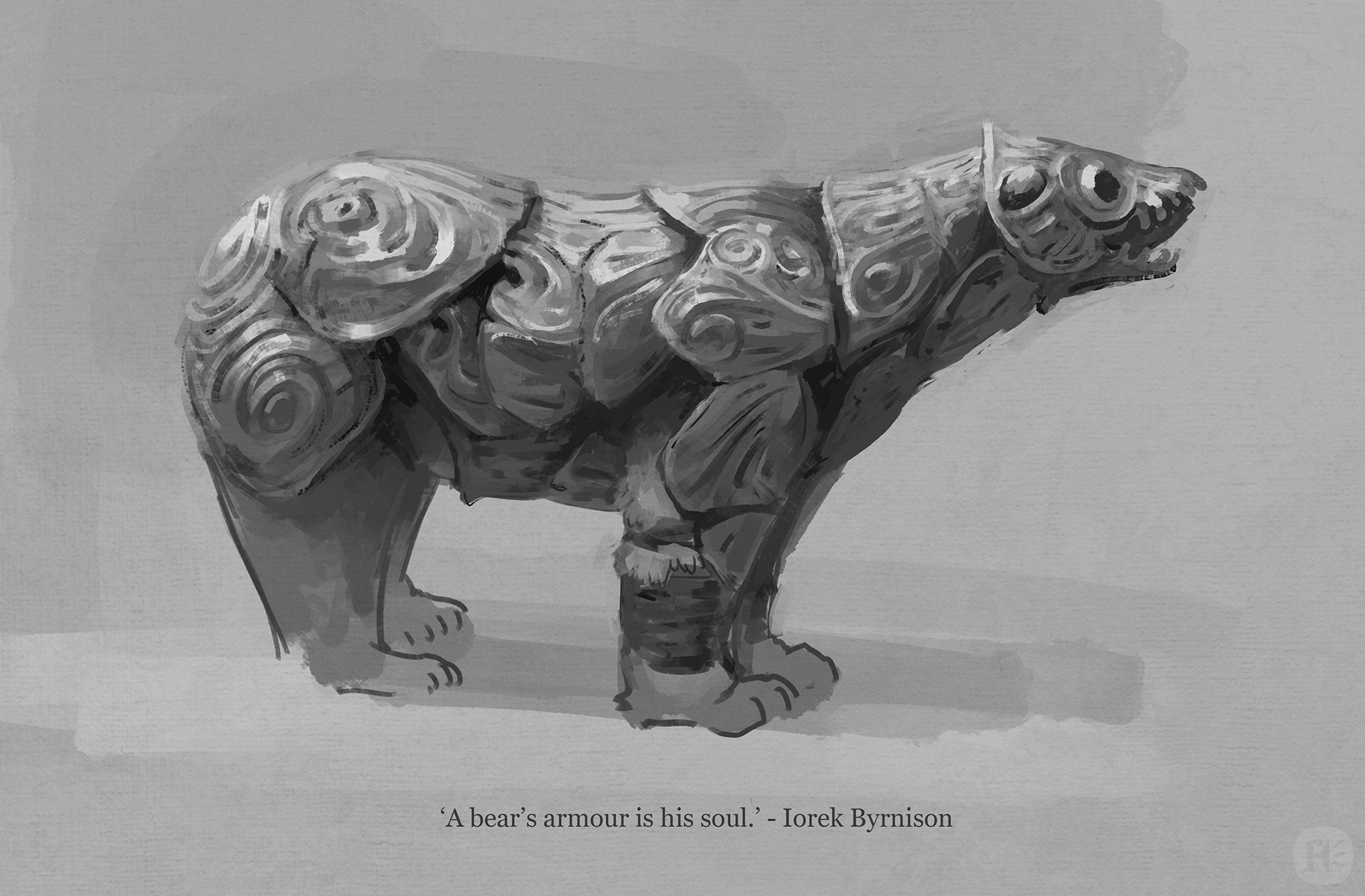 A design for Iorek's armour, using patterns from the aurora to represent his soul.