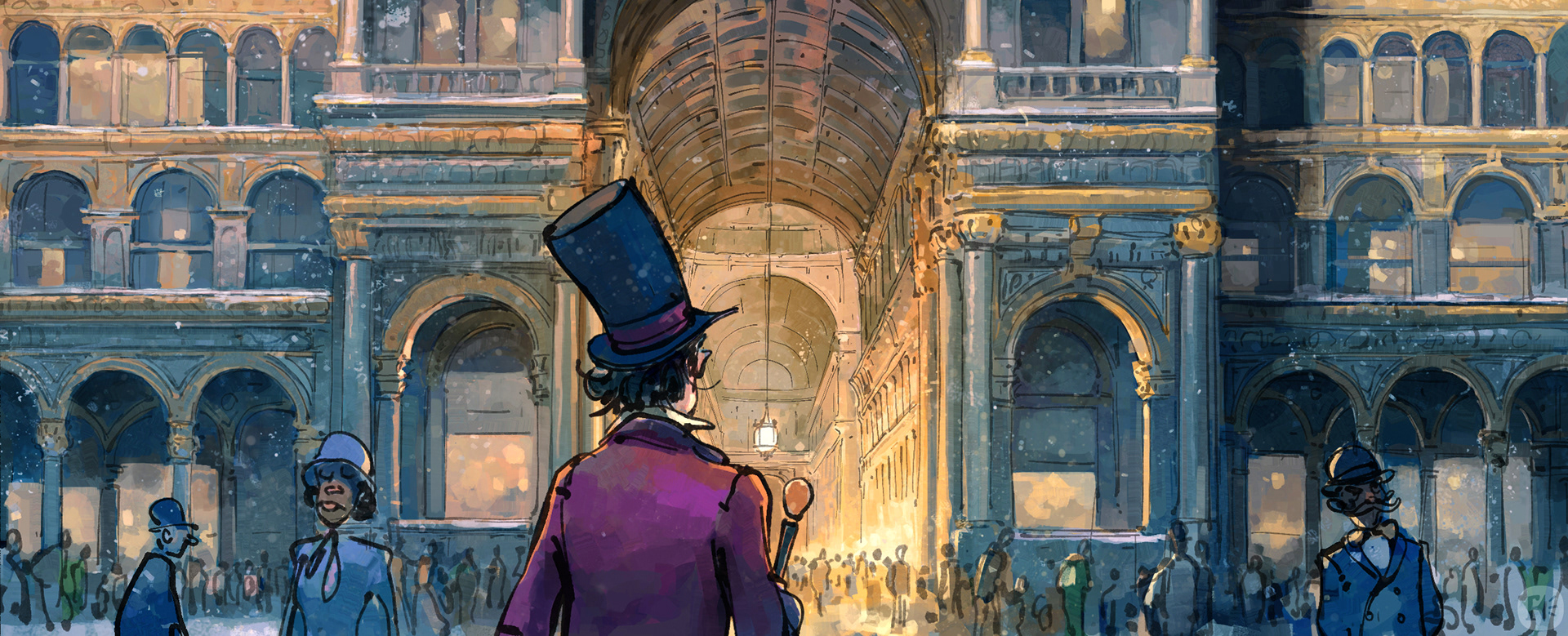 Wonka Entering the Arcade. 