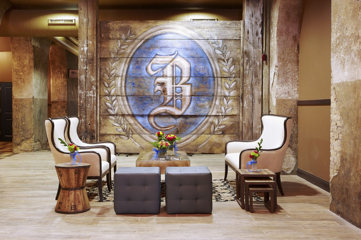 Seating area featuring "B" Logo Mark