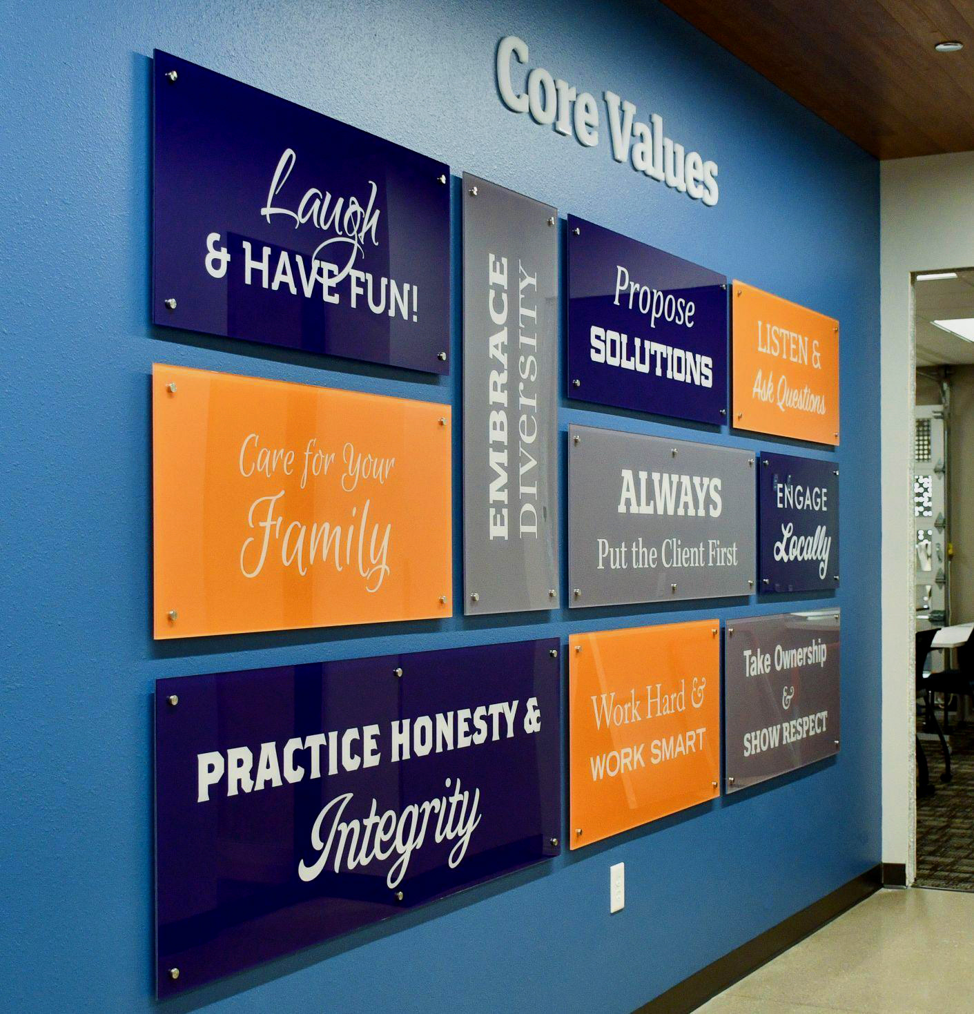 Final acrylic panel installation