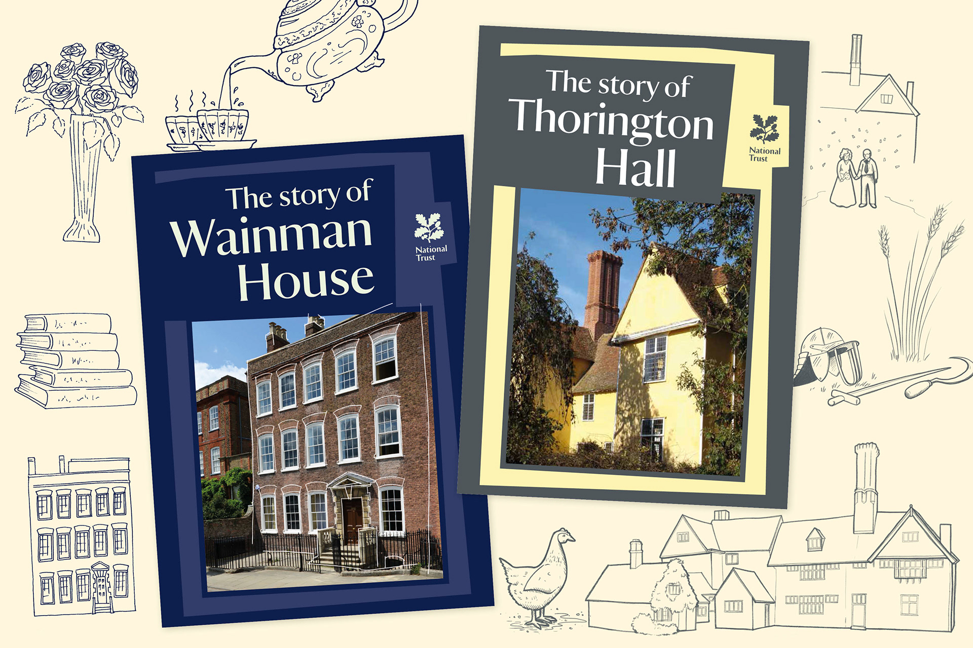 National Trust Holiday Cottage Guidebooks. Design and illustration by designer and illustrator Fiona Gowen 
