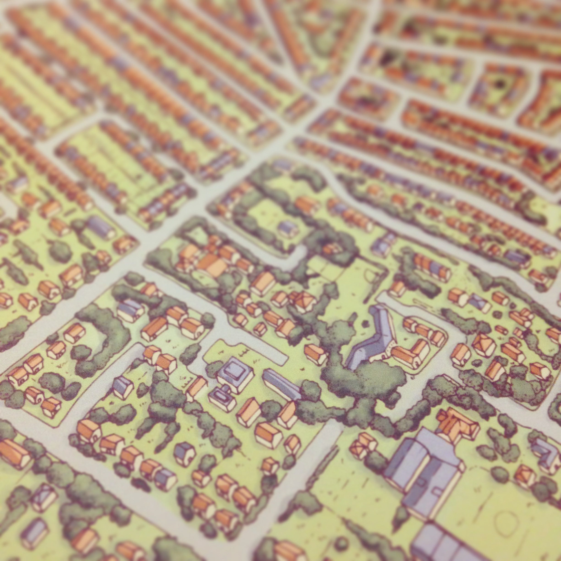 Close up of Golden Triangle Norwich map illustration by Fiona Gowen 