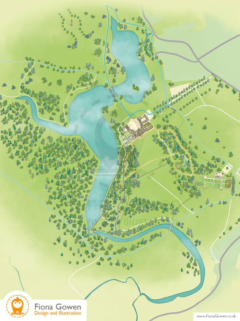 Blenheim palace illustrated interactive visitor map by Fiona Gowen