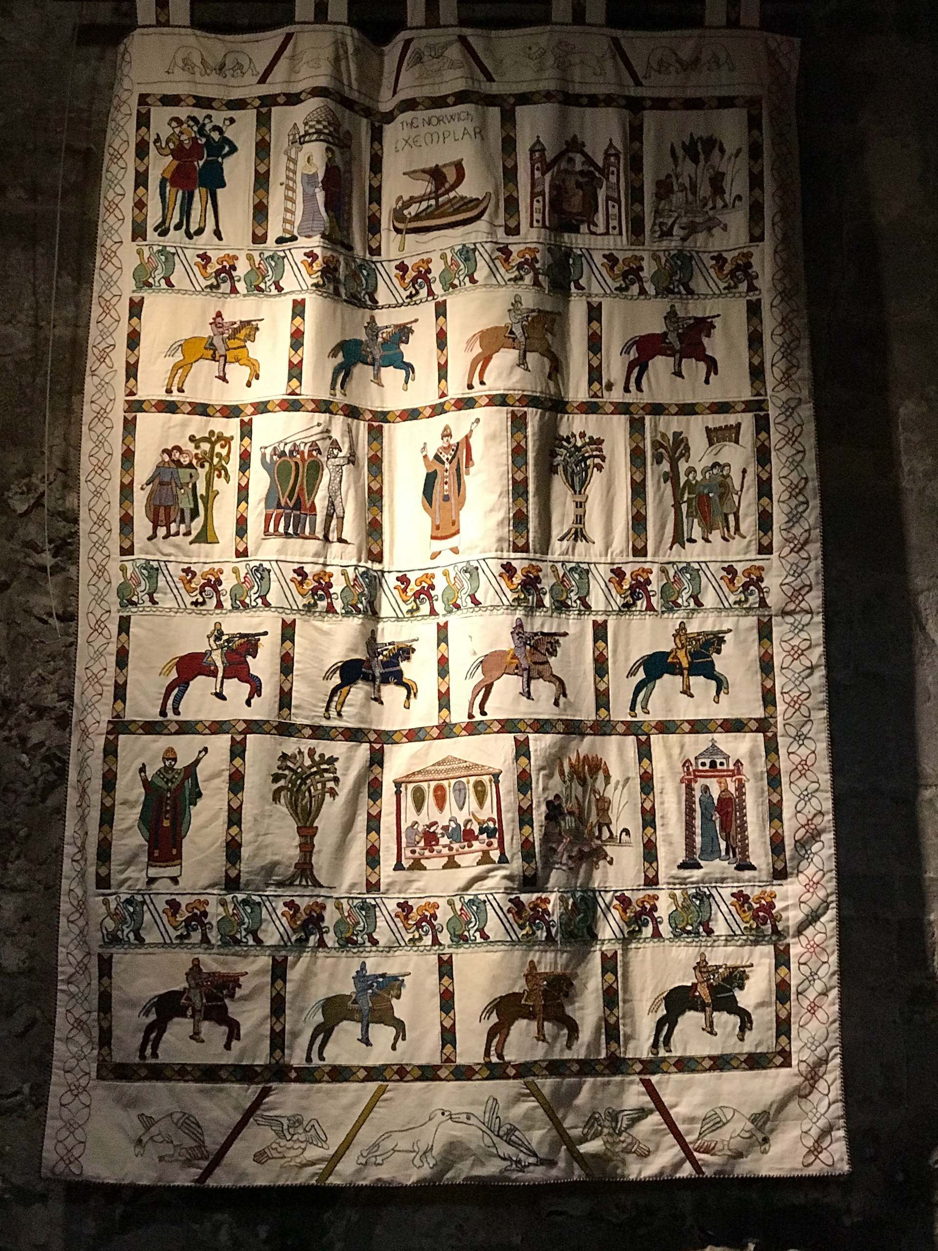 A banner has been made using all the emroiderers practice pieces. Photo: Norfolk Museums service