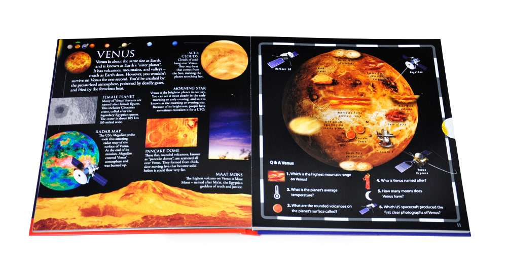 Double page venus spread from DK pop up Space book designed by Fiona Gowen