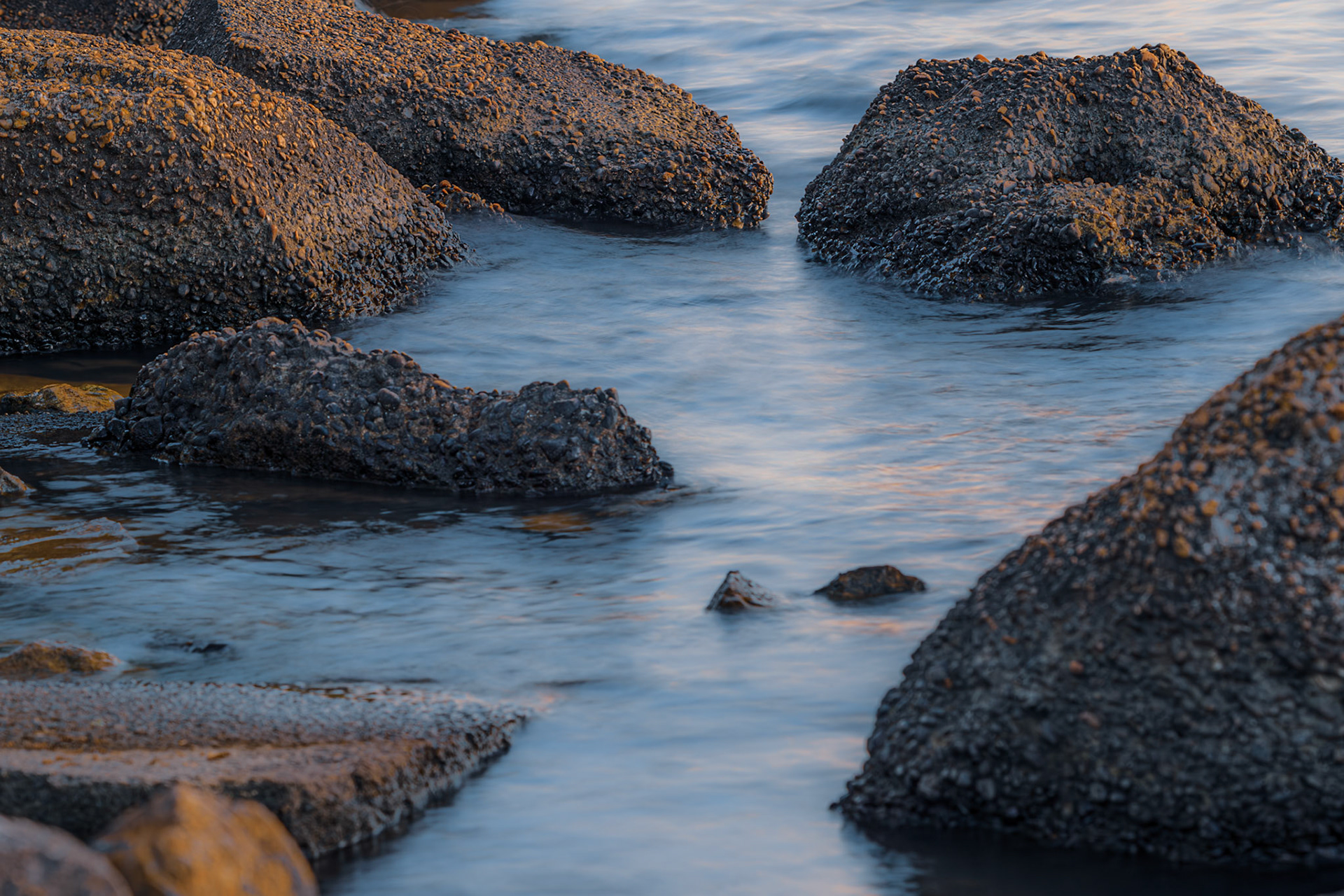 Rocks with soft water along the shore of Lake Seminole