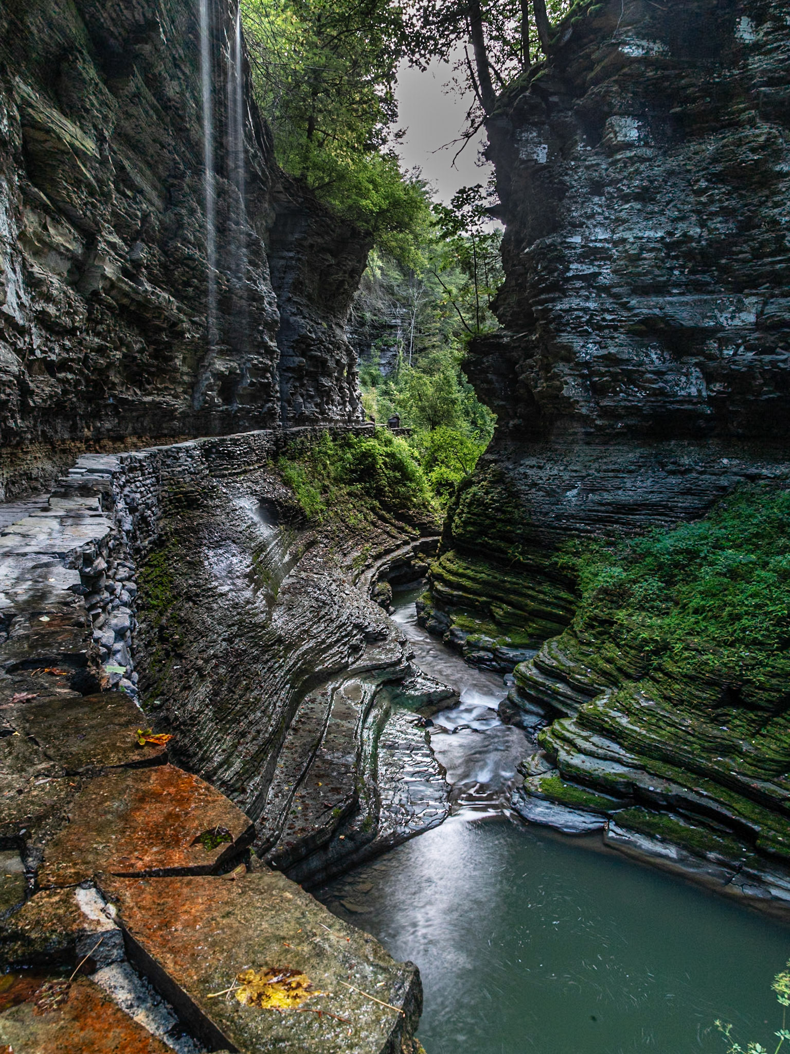 Curving downward along the gorge trail in Watkins Glen