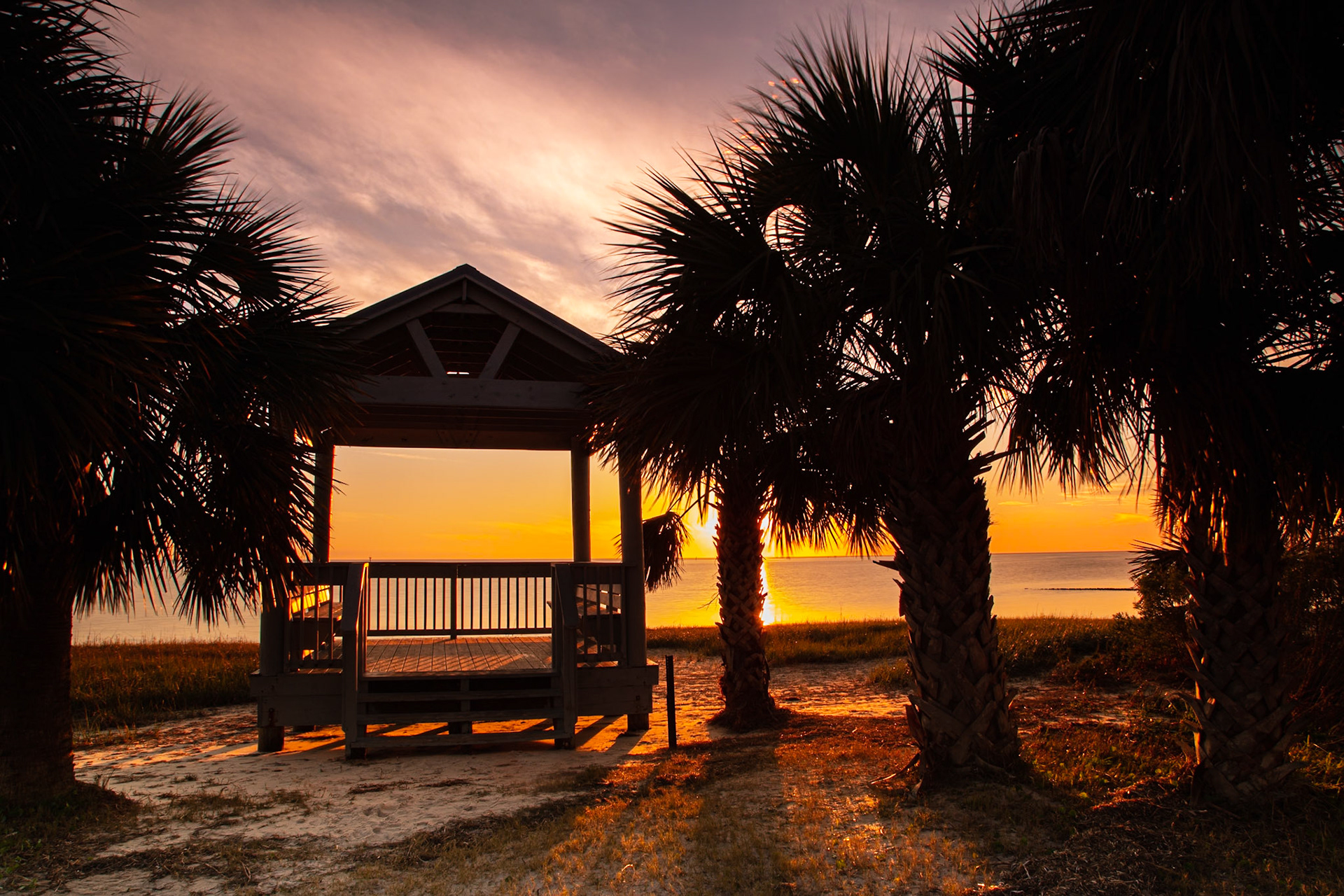 Colorful sunset and refraction at Keaton Beach