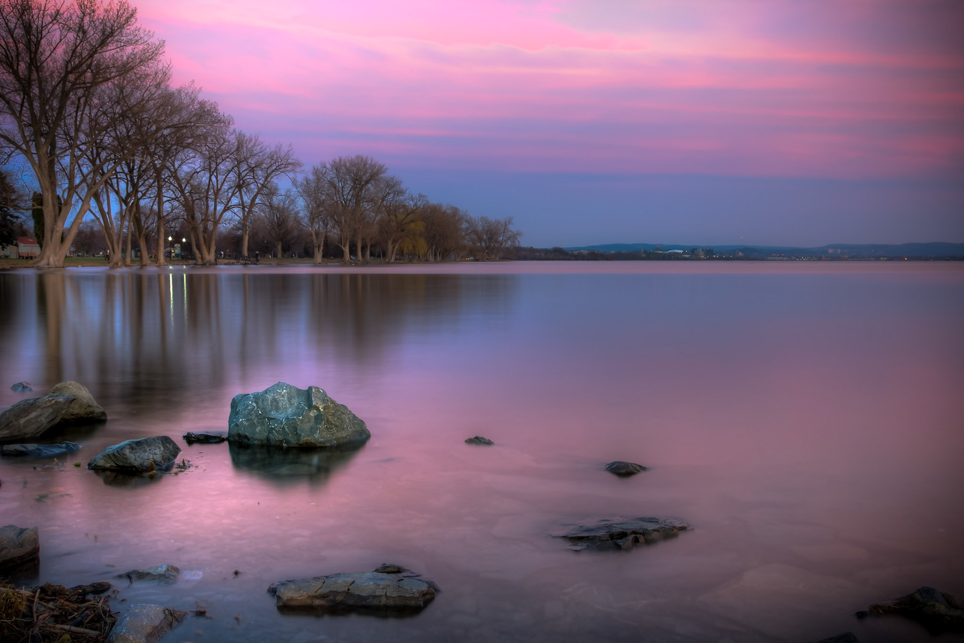 Gentle colorful hues after sunset on Onodaga Lake