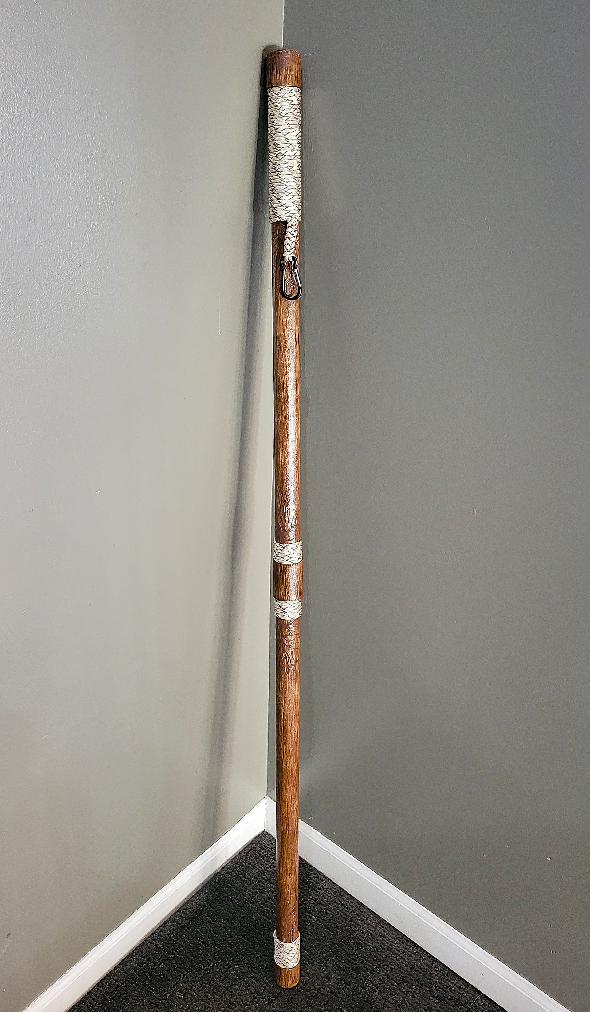 Functional object using a different material; Walking Stick (PVC Pipe, acrylic paint, and paracord)