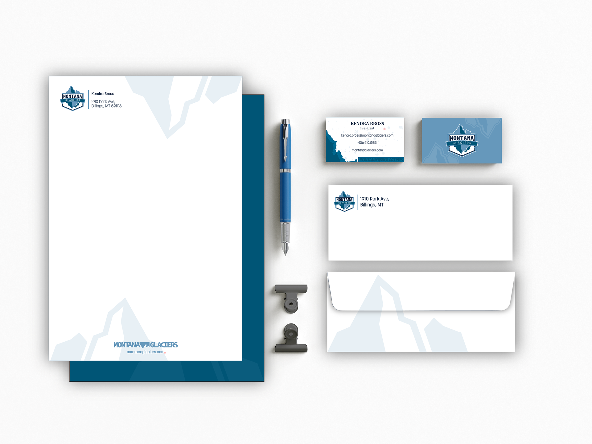 Senior Thesis Project: Fictional MLS Team "Montana Glaciers" Stationery Set