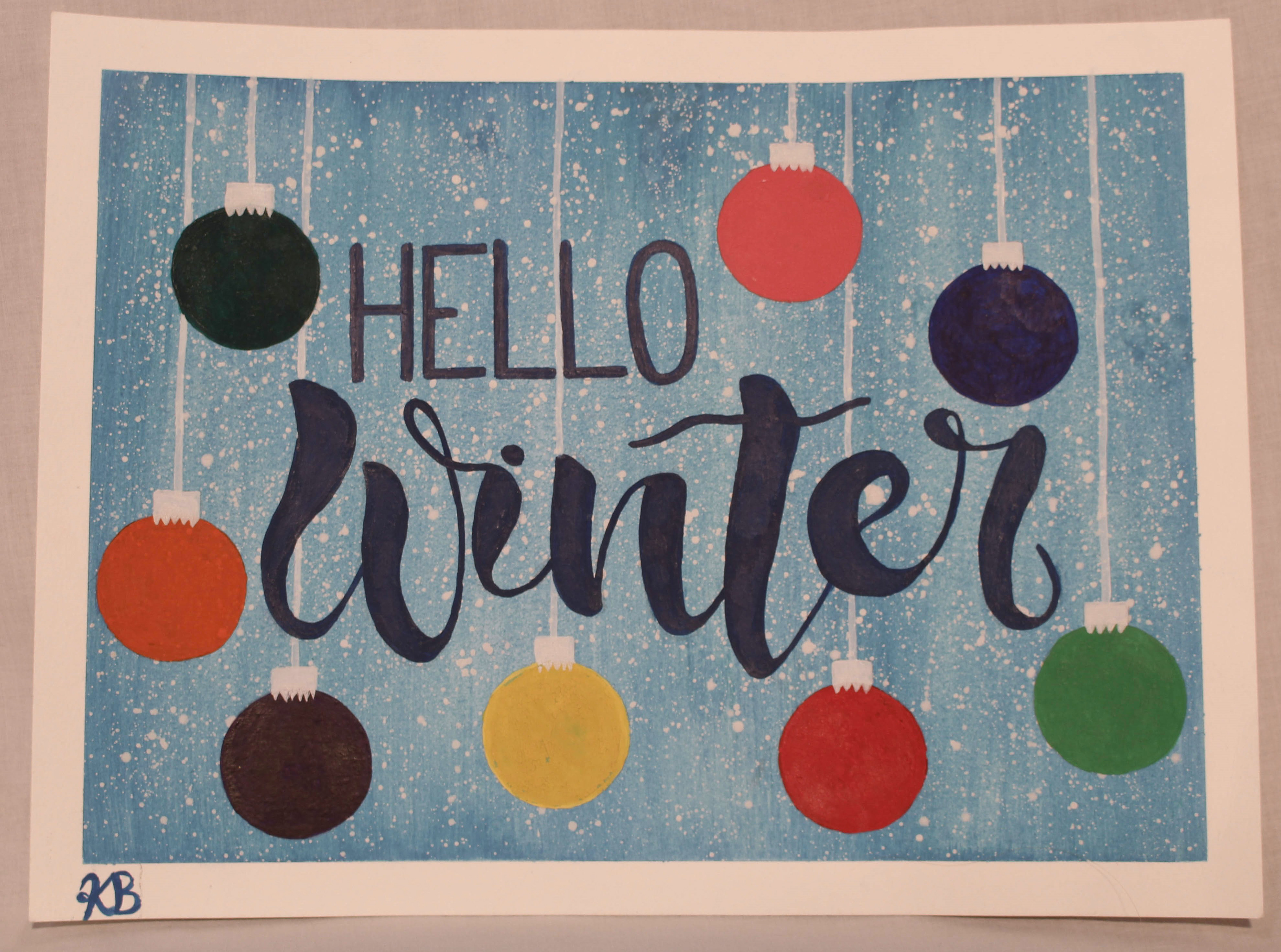 Winter Season Door Sign Painting (Gouache)