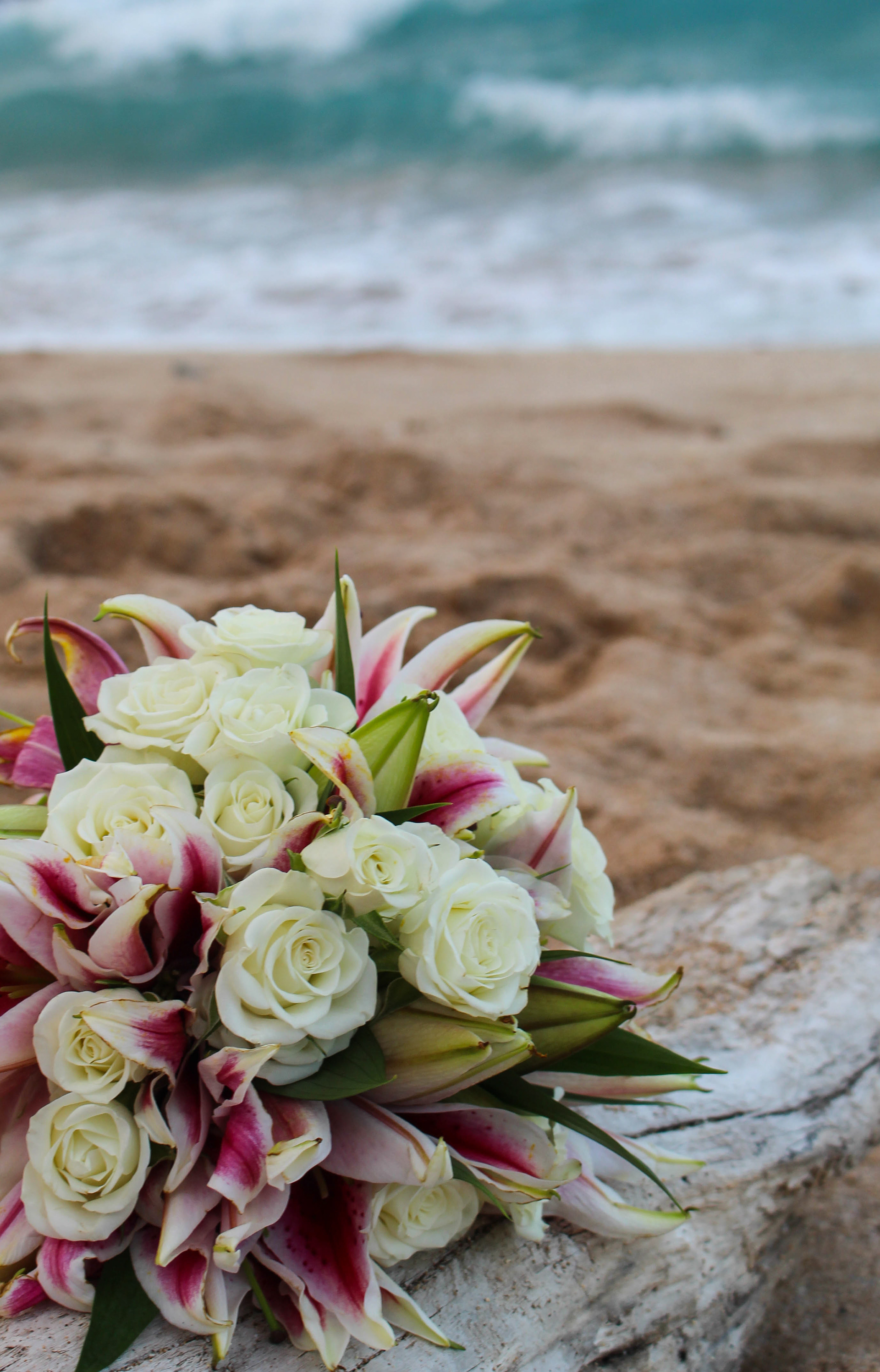 Hawaii beach wedding flower bouquet