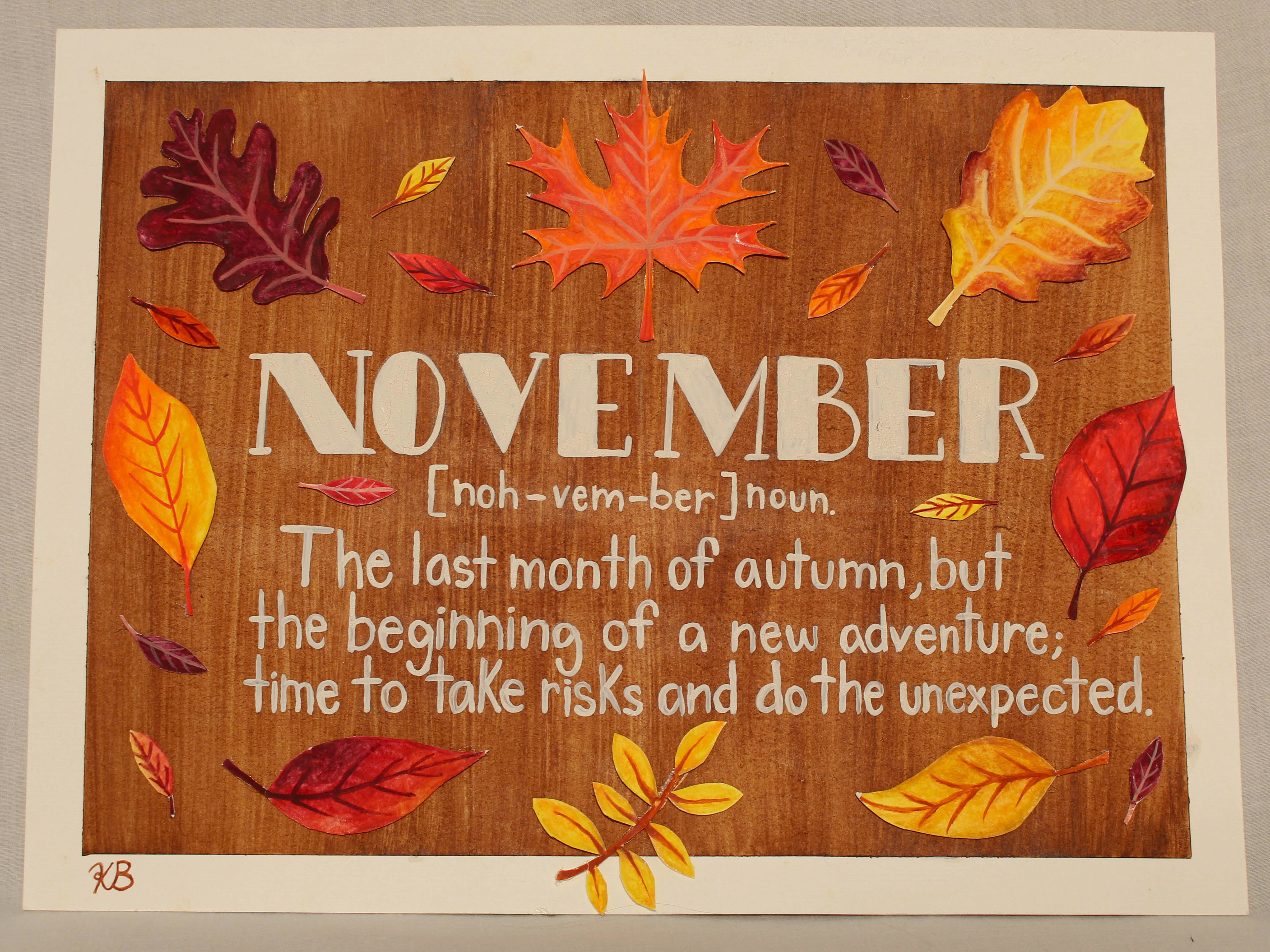 Fall/November Door Sign Painting (Gouache)
