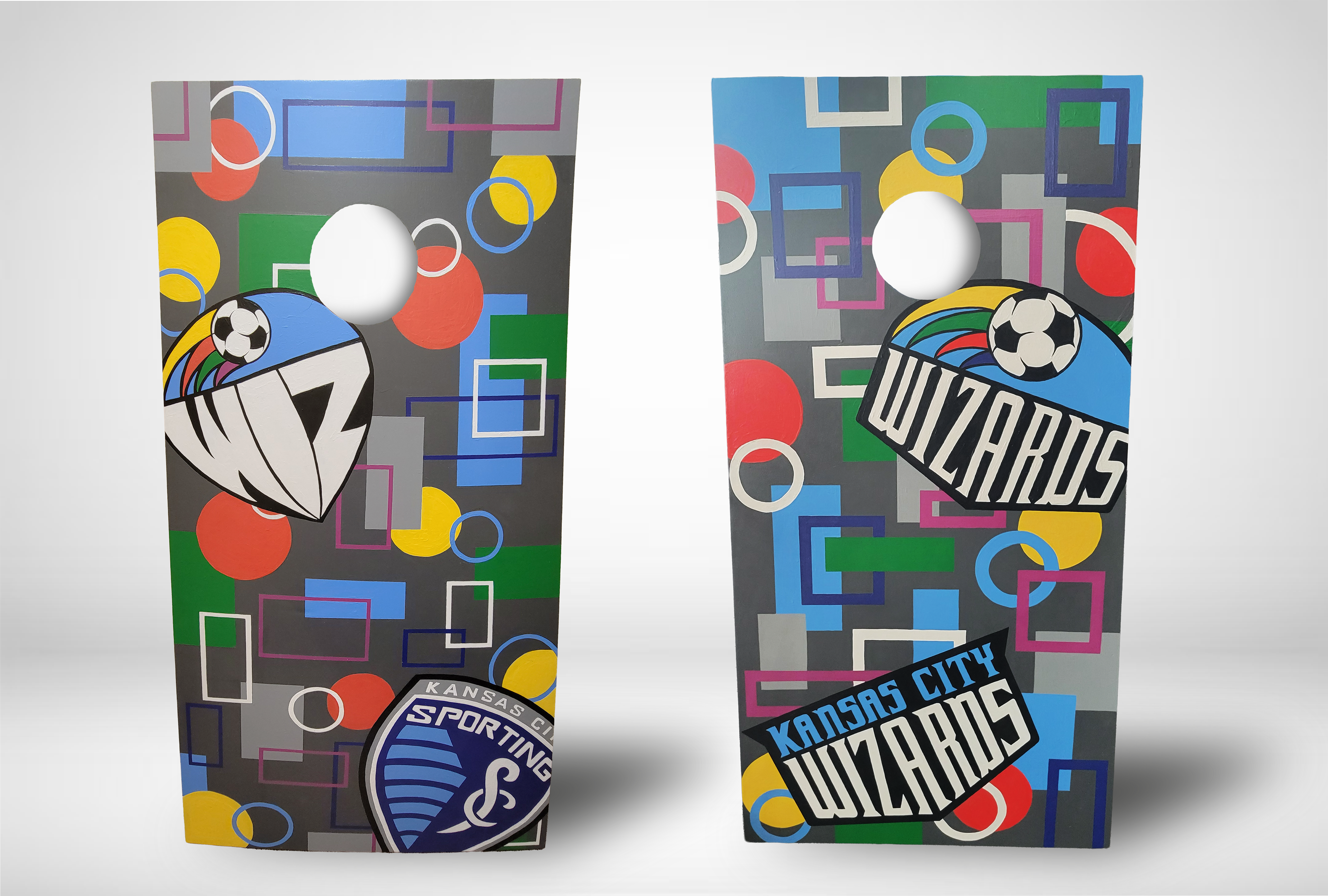 Custom Painted Corn Hole Board (Kansas City Soccer Themed)