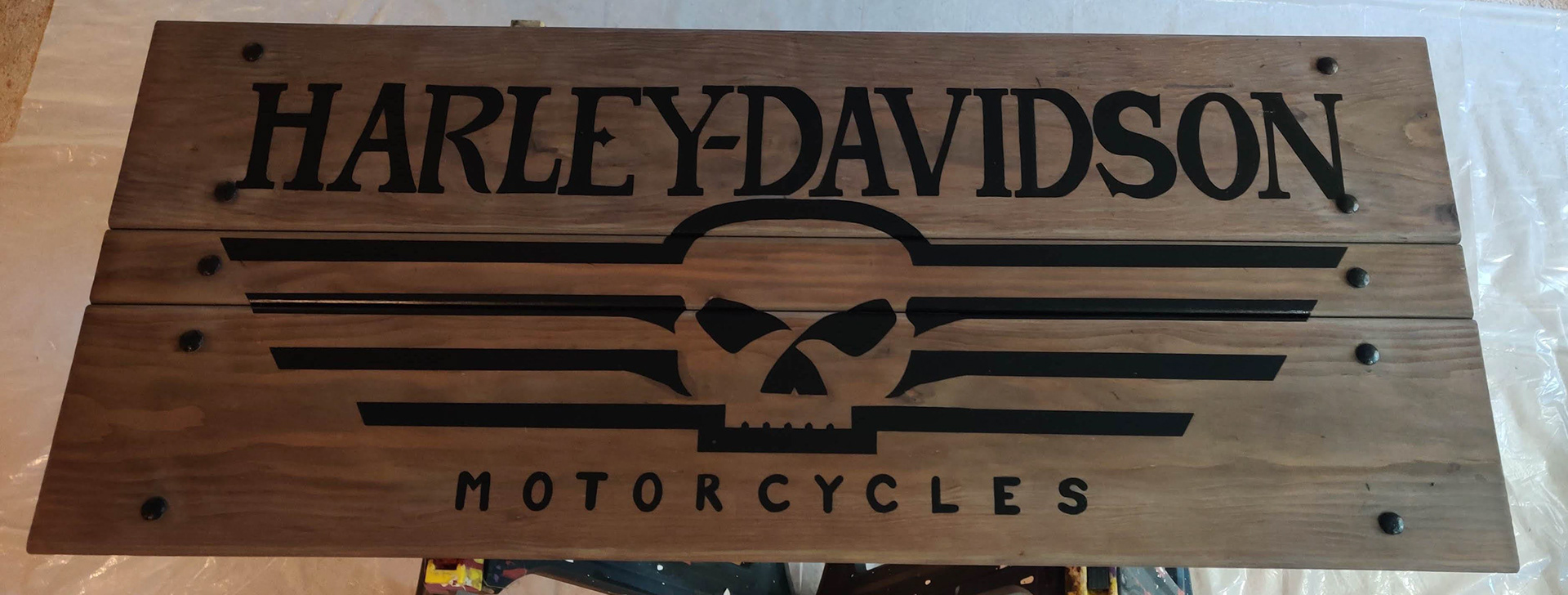 Custom Harley Davidson Painted Wood Sign
