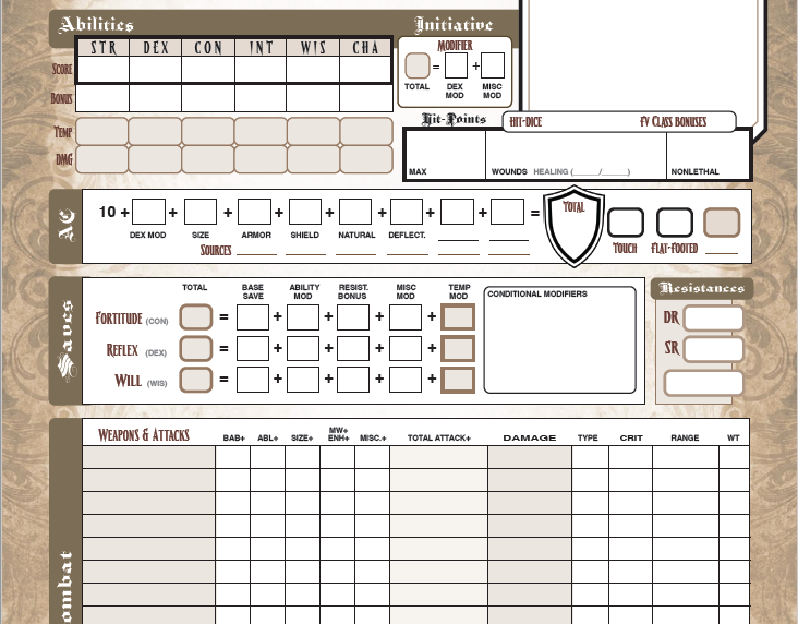 Vampire: The Masquerade 5th Edition Roleplaying Game PDF Fillable Character  Sheet