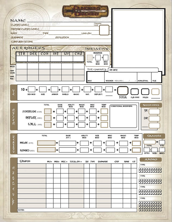 Talon Dunning - Character Sheet Archive