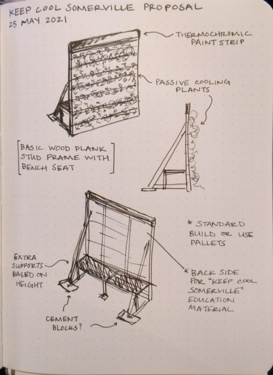 Shade Bench: response to a community initiative to find creative ways to bring awareness to the conditions of urban summers