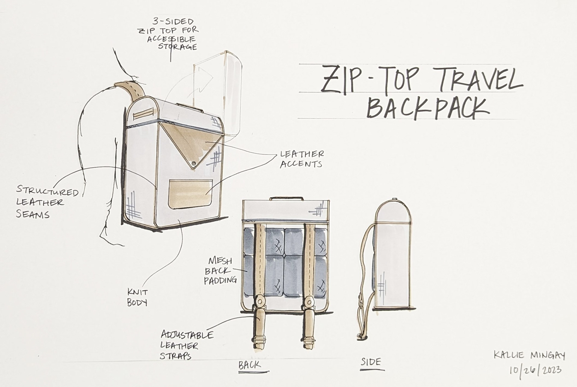 Zip-Top Travel Backpack: soft goods assignment for ID course