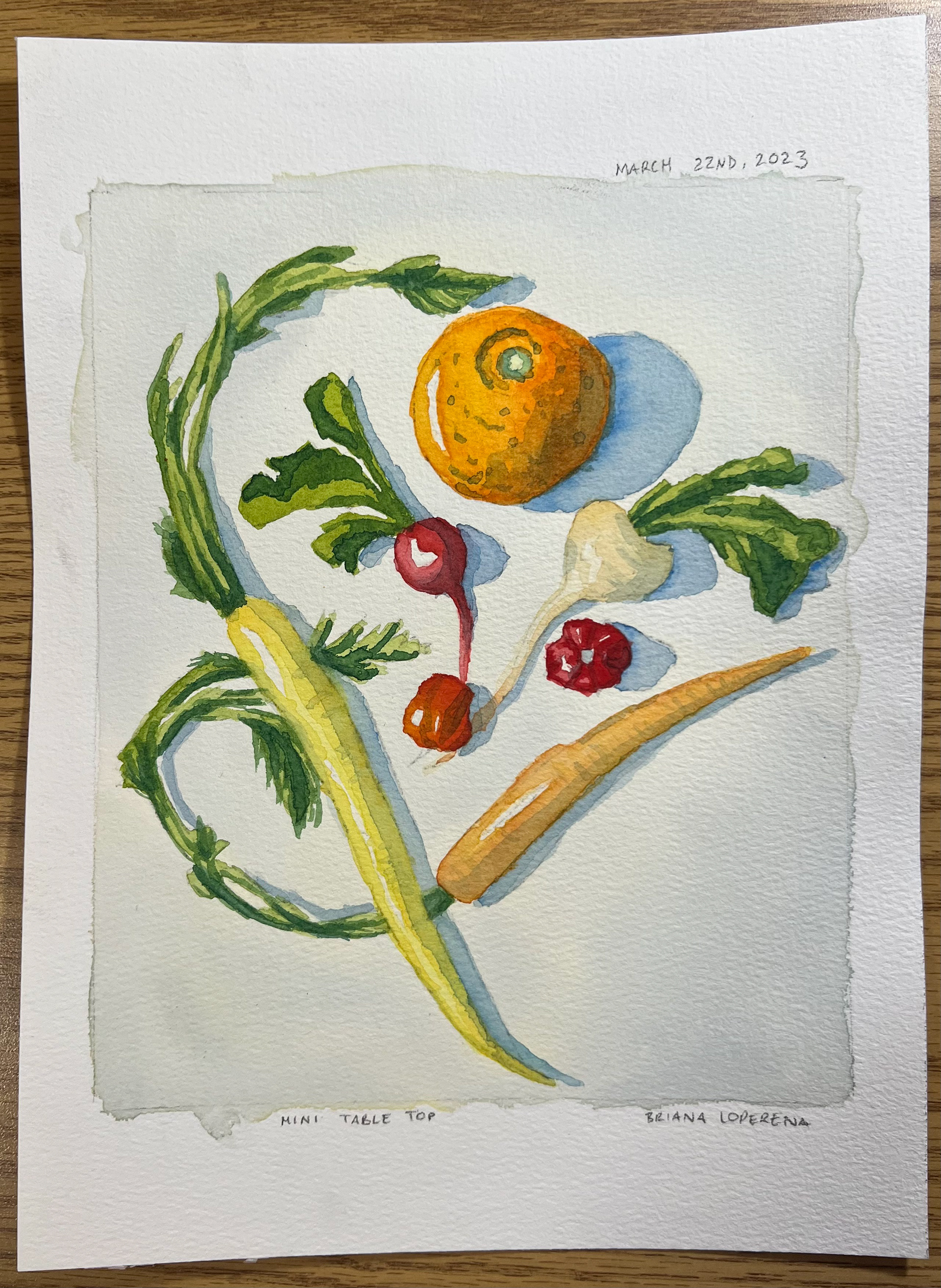 Practice Table Top Still Life (watercolor, size: 7"x10")