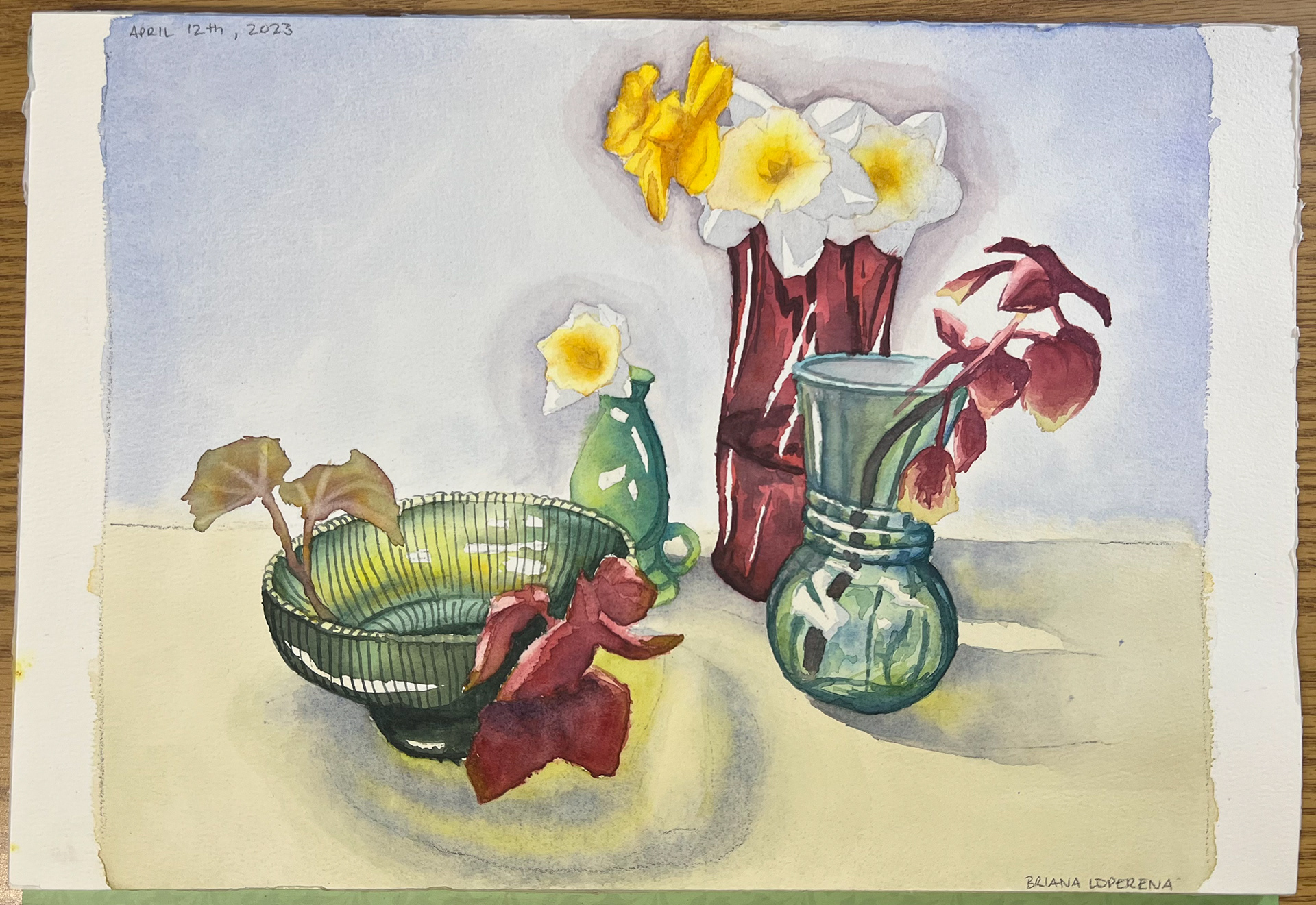 Plant Life Still life (watercolor, size: 15"x10.2")
