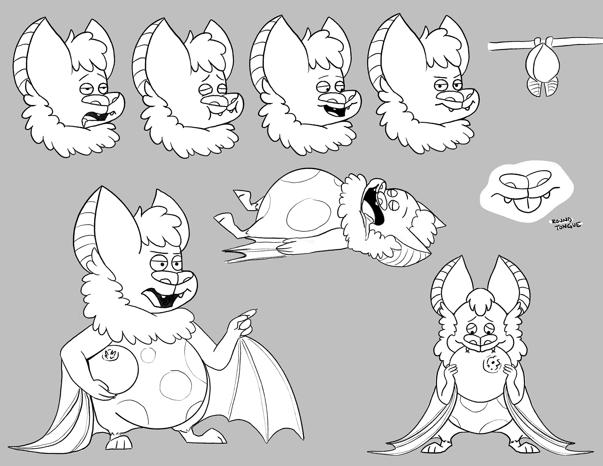 blueberry fruit bat sketches