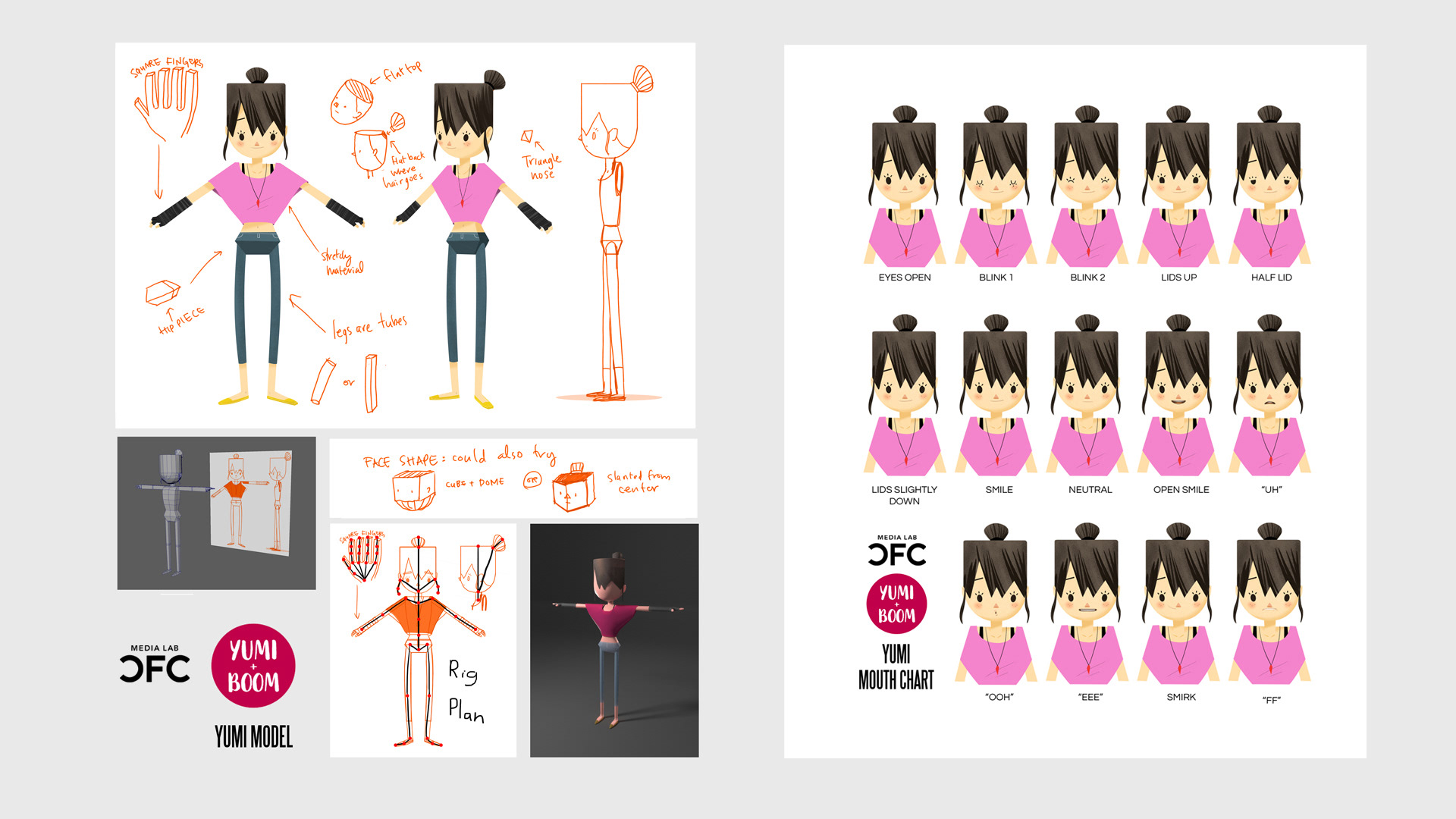 Yumi 3D model and facial expressions