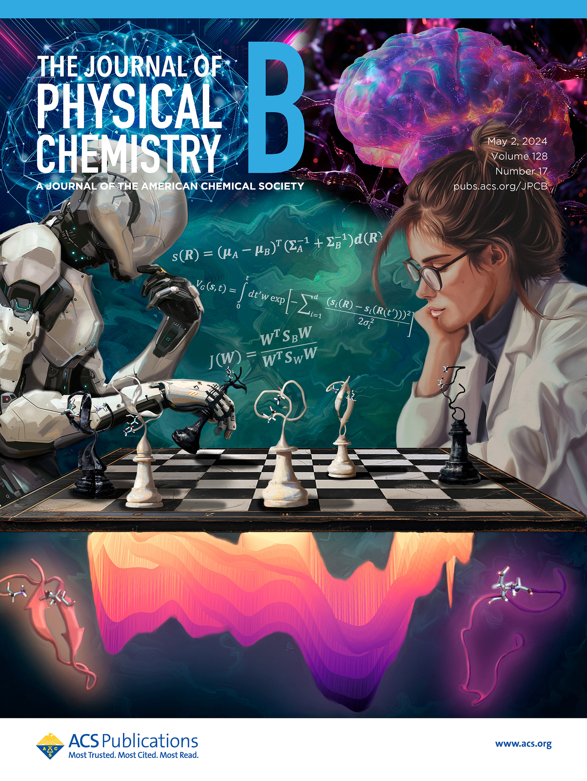 Cover design for The Journal of Physical Chemistry B, illustrating the use of machine learning to identify transferable reaction coordinates in lasso peptides.