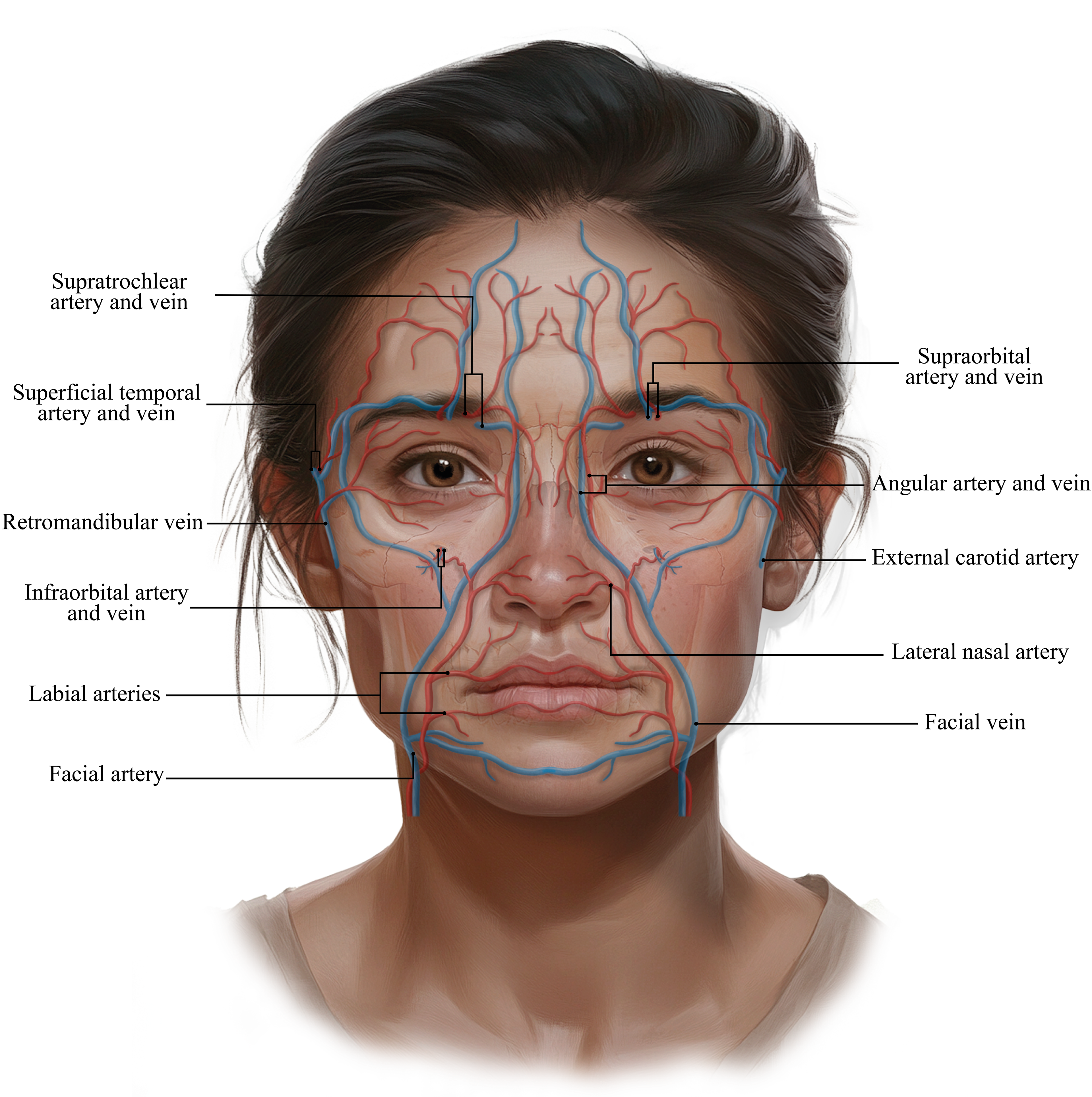 Facial Vasculature (Frontal View)