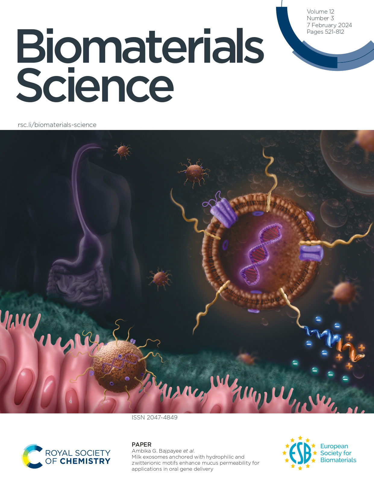 Cover design for the journal Biomaterial Science
