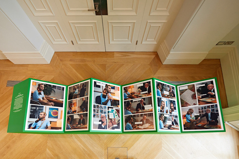 Installation, abstract from the Photo Novel, Printed pages pasted on Wooden object