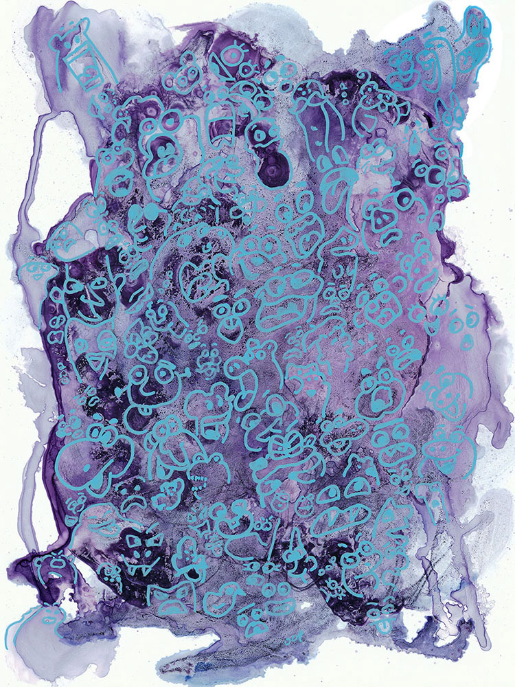 Isopropyl alcohol, ink, and paint marker on yupo paper. Featured in the August 2021 Issue of Artistonish Magazine. 2021.