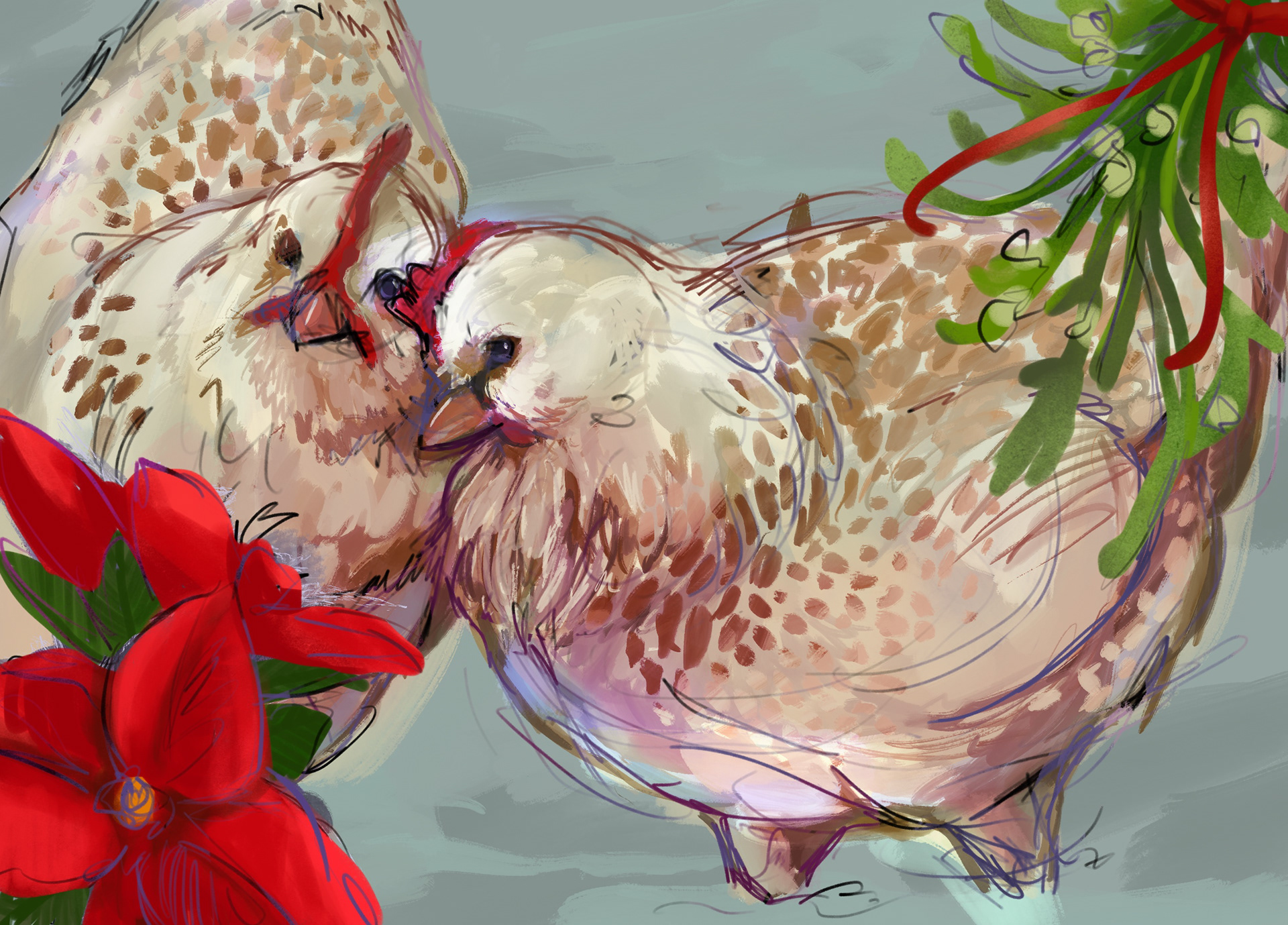A project for a neutral Christmas card for chickenlovers :)