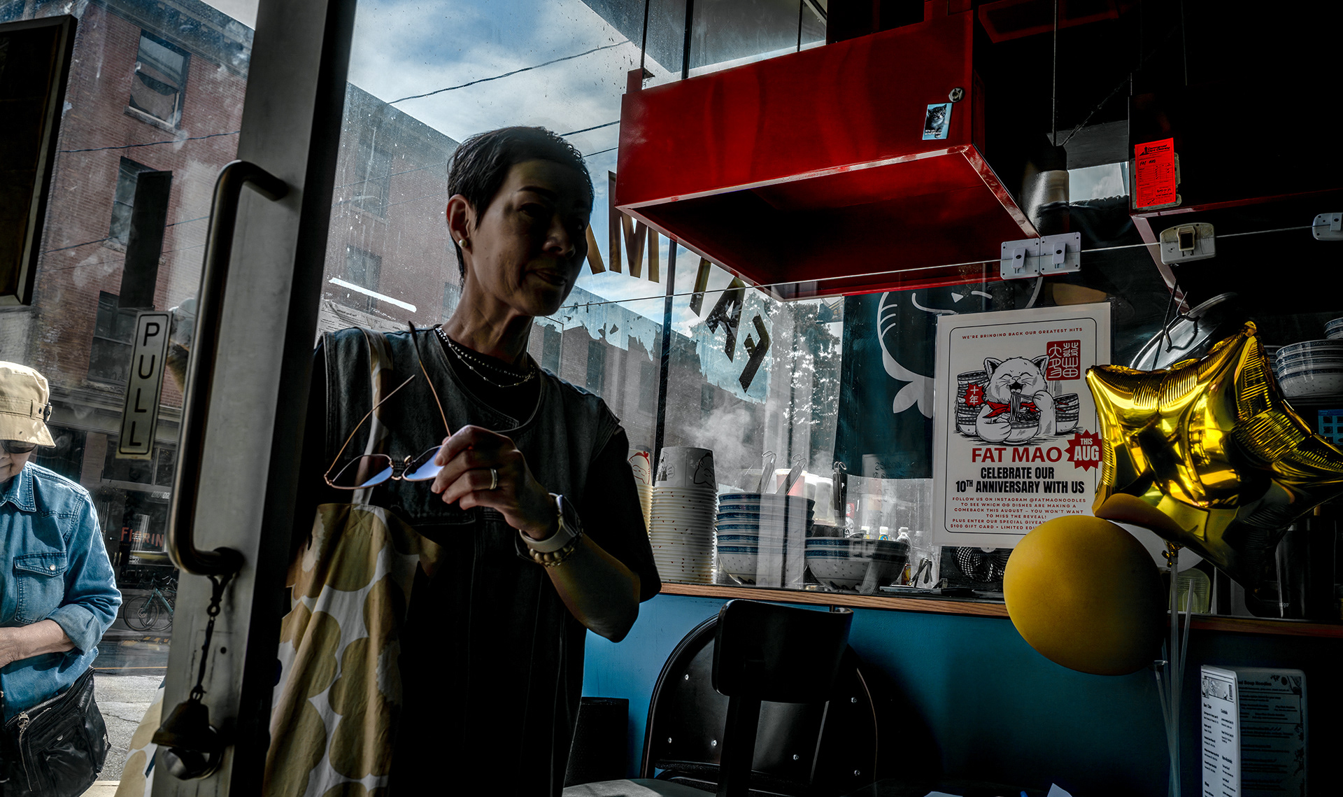 Vancouver Street photography, Chinatown Fat Mao Thai noodle house, dramatic color.