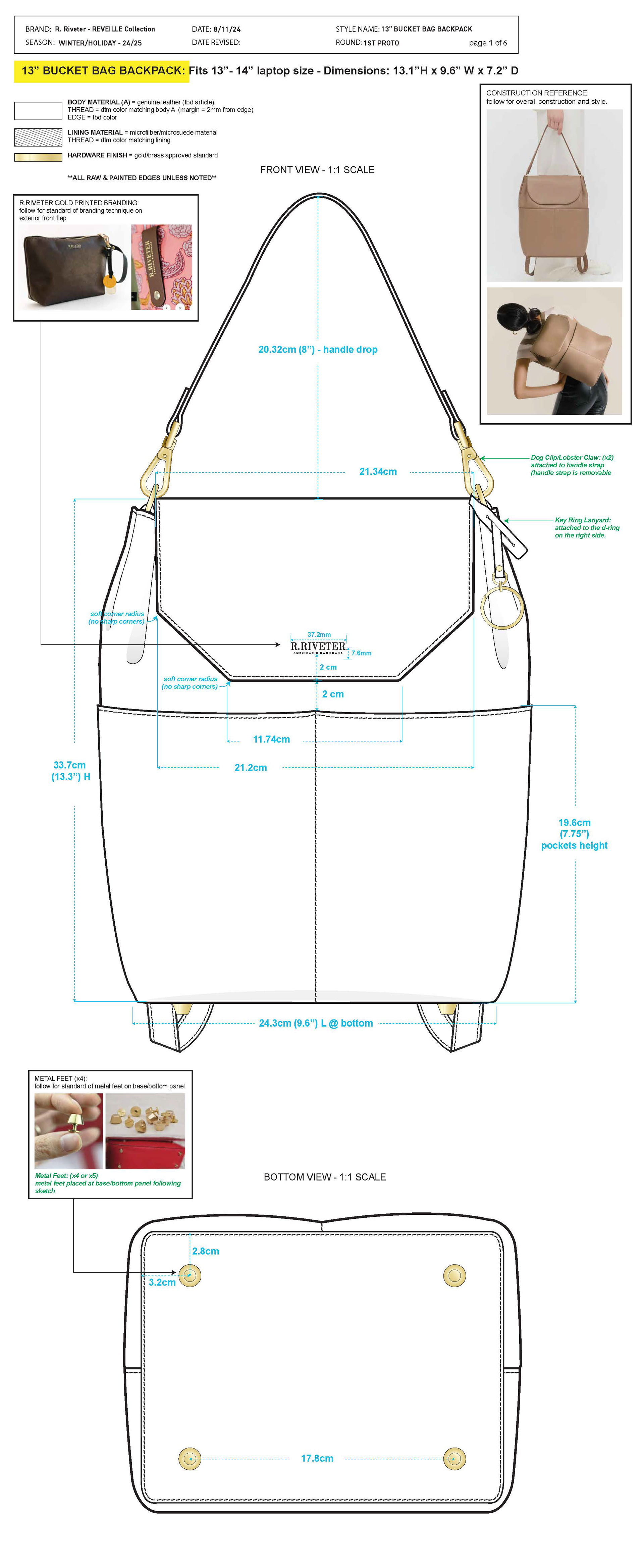 Bucket Bag Backpack | Technical Specs