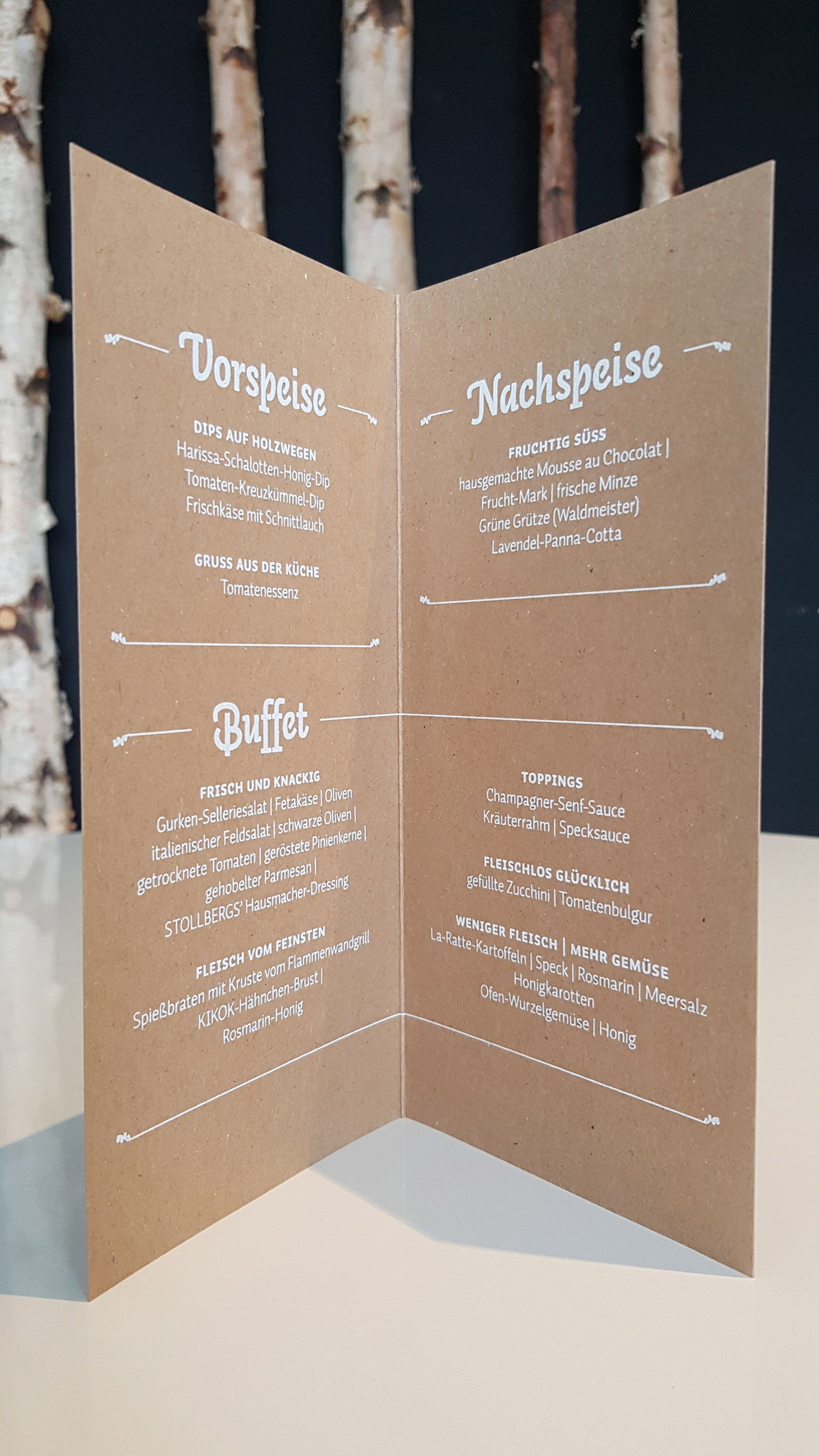 Innenseite Speisekarte (Siebdruck)