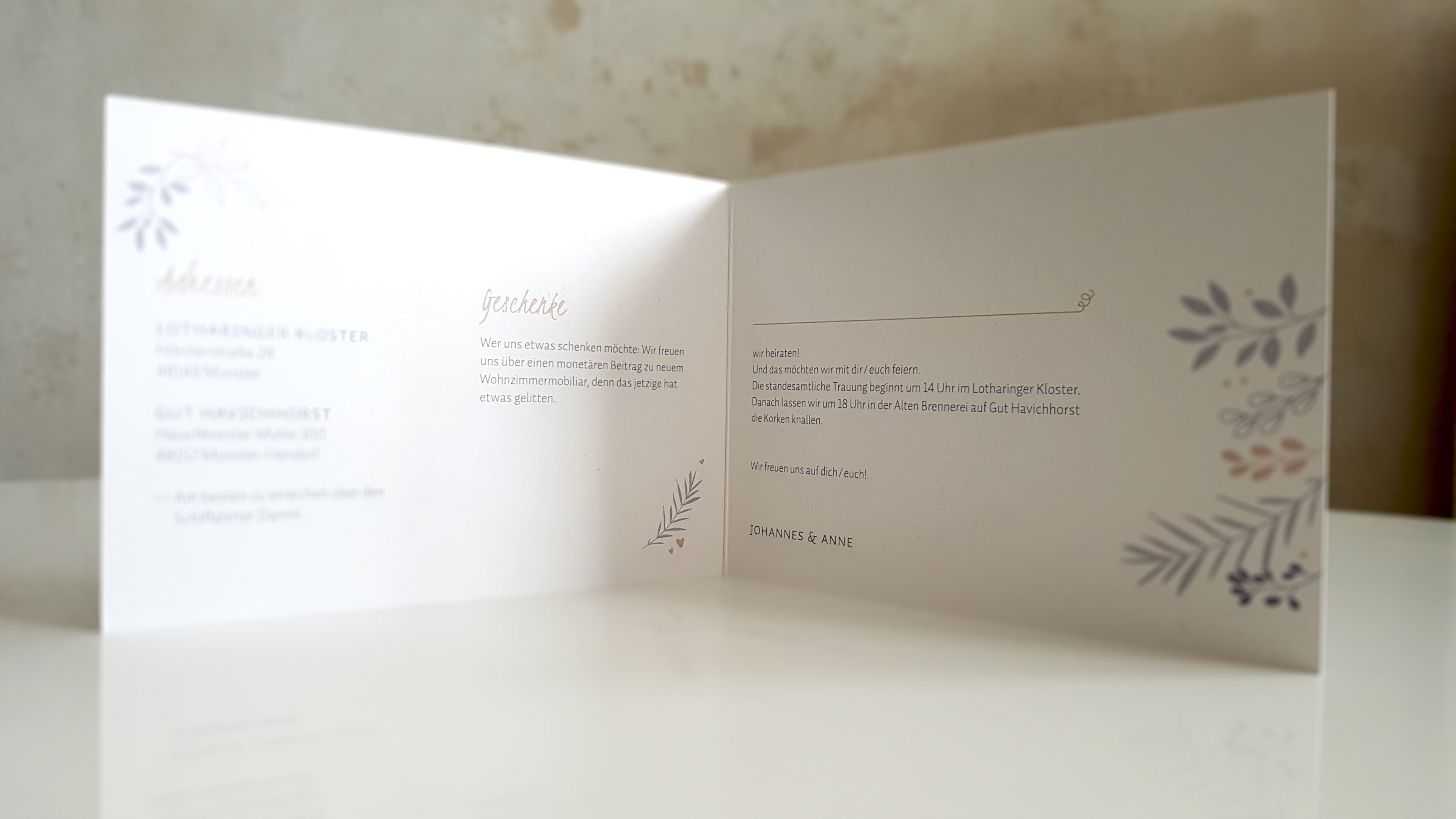 Innenseiten, 4-Seiter, Einladungskarte zur Hochzeit